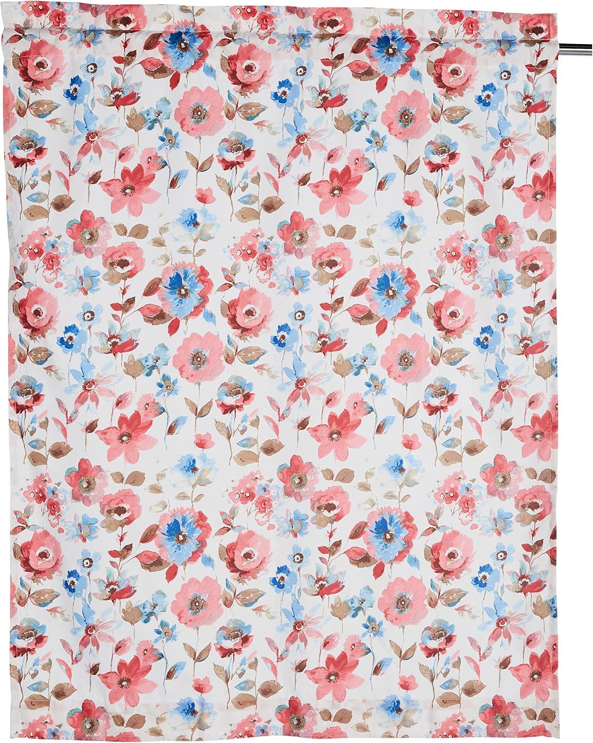 54"x36" No. 918 Sheer Dora Floral Rod Pocket Kitchen Curtain Panel Set Coral: Light Filtering, Polyester, Indoor Use