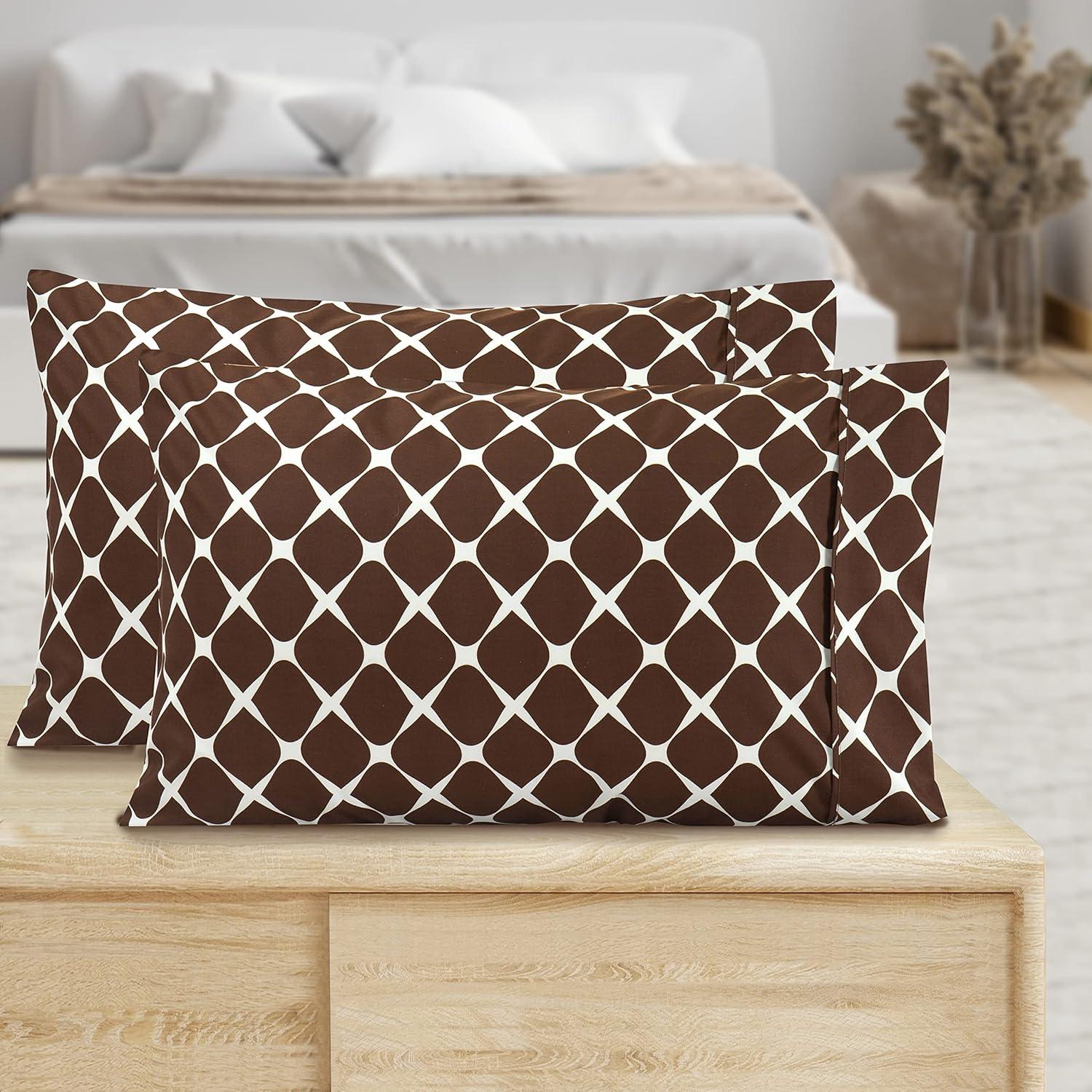 Mocassi Ultra-Soft Microfiber Pillowcase Set - Double Brushed - Hypoallergenic King Set of 2), Brown