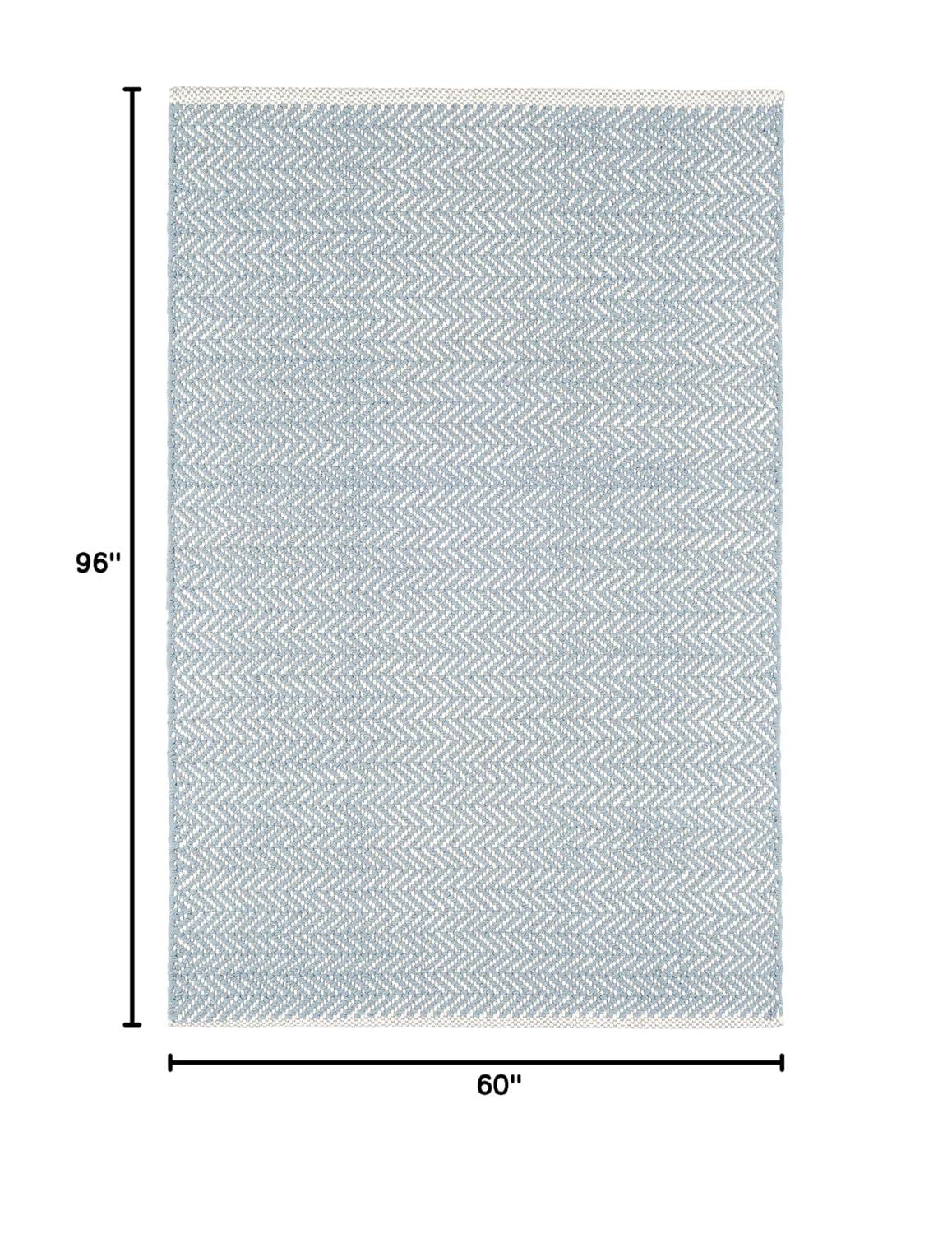 Herringbone Swedish Blue Handwoven Cotton Rug