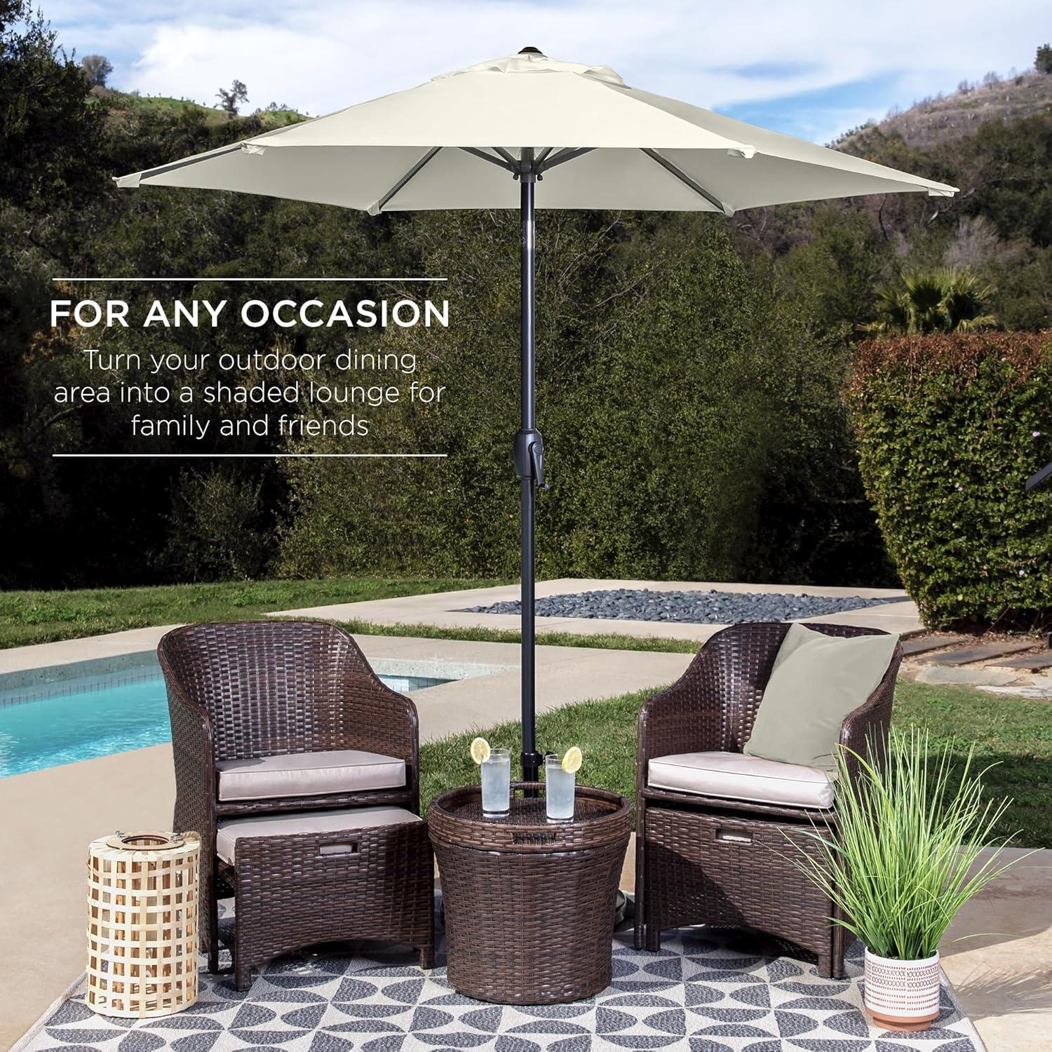 Best Choice Products 7.5ft Heavy-Duty Outdoor Market Patio Umbrella w/ Push Button Tilt, Easy Crank - Ivory