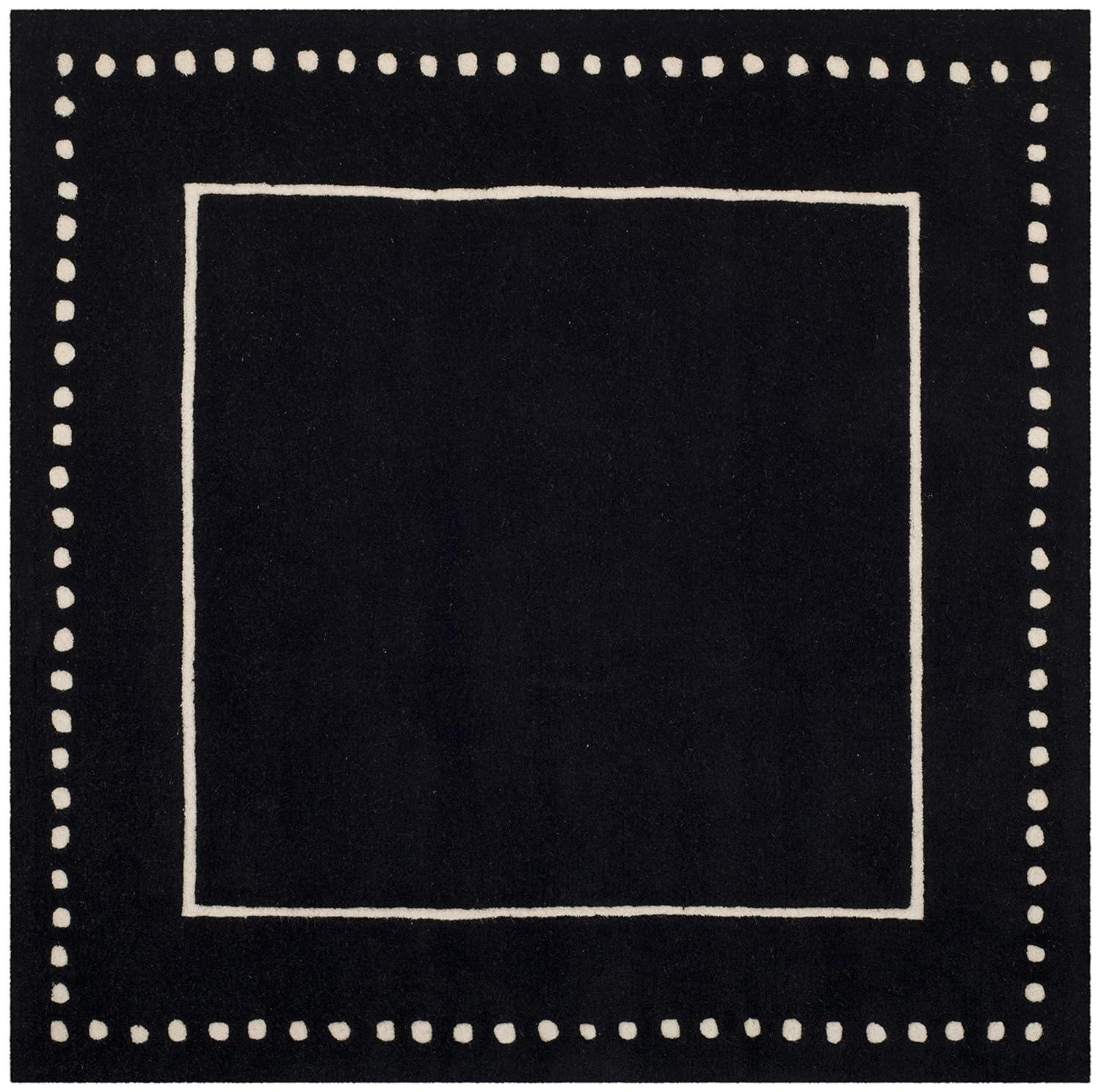 Bella BEL151 Hand Tufted Area Rug - Black/Ivory - 7'x7' - Safavieh..