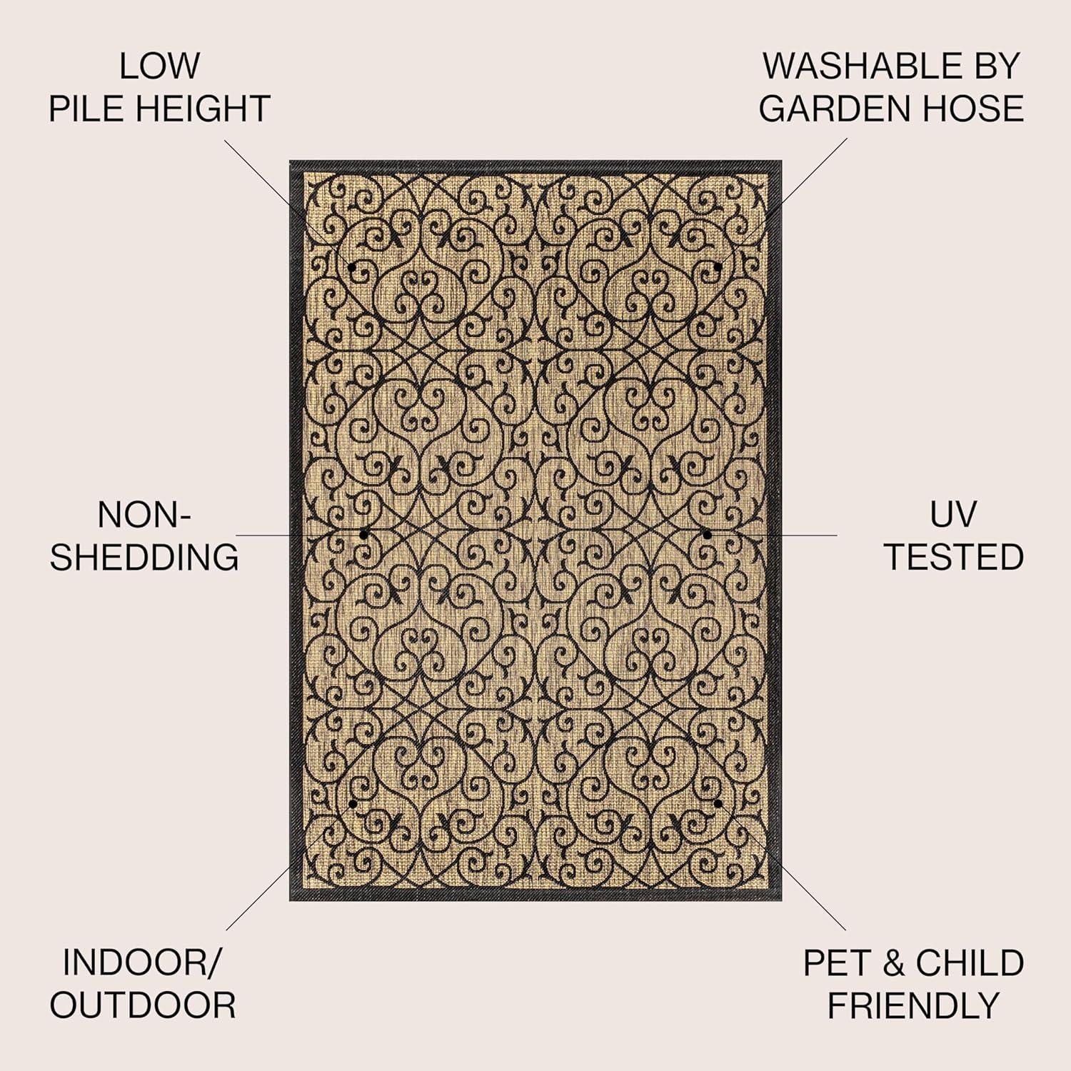 Madrid Vintage Filigree Textured Weave Indoor/Outdoor Area Rug - JONATHAN Y