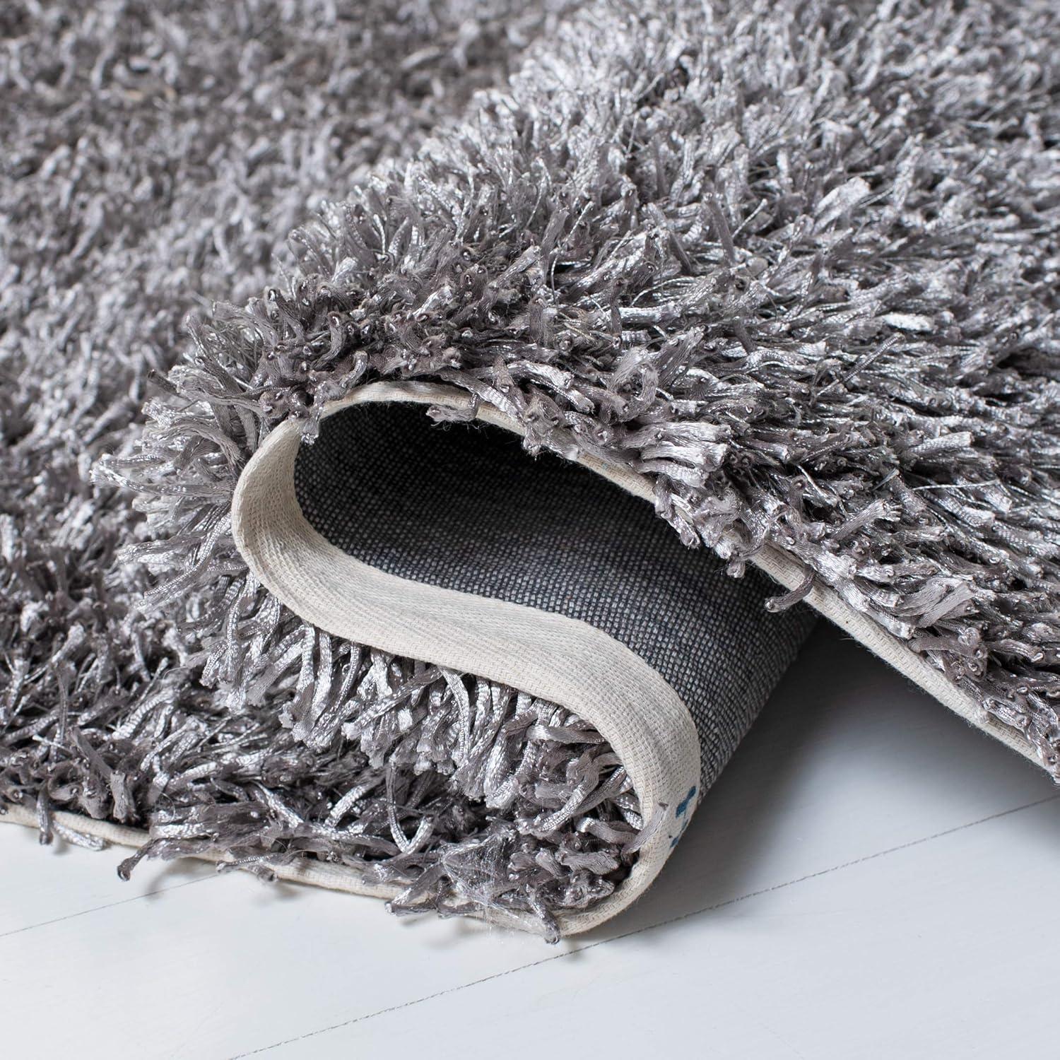 SAFAVIEH New Orleans Darius Solid Polyester Shag Area Rug, Grey, 5' x 8'