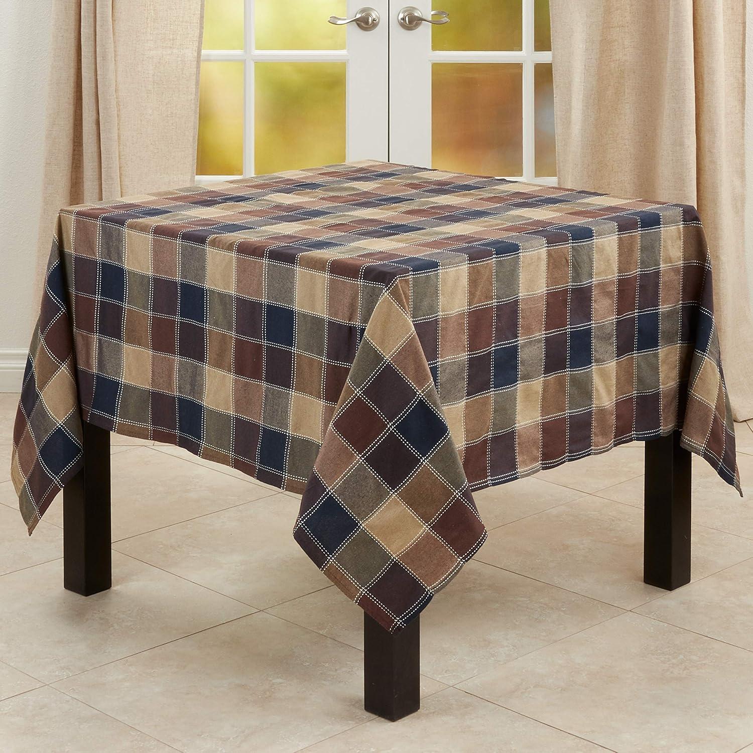 Saro Lifestyle Cotton And Poly Blend Stitched Plaid Tablecloth