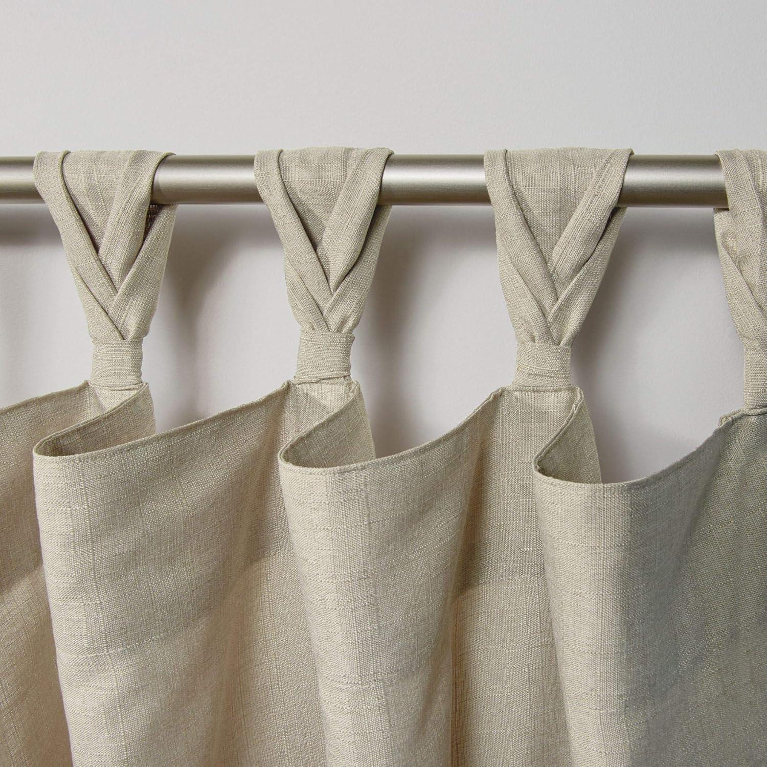 Set of 2 Loha Linen Braided Tab Top Window Curtain Panel - Exclusive Home