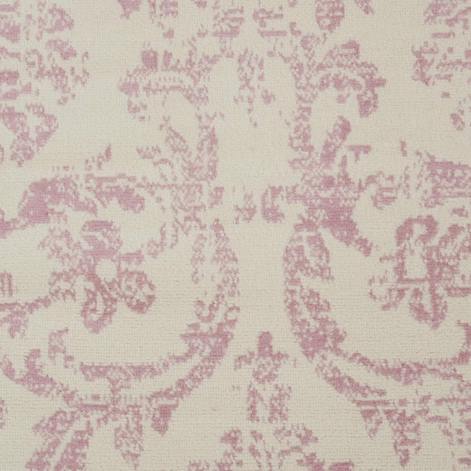 Jubilant JUB09 Area Rug Farmhouse Vintage Damask By Nourison Ivory/Pink 7' x 10'