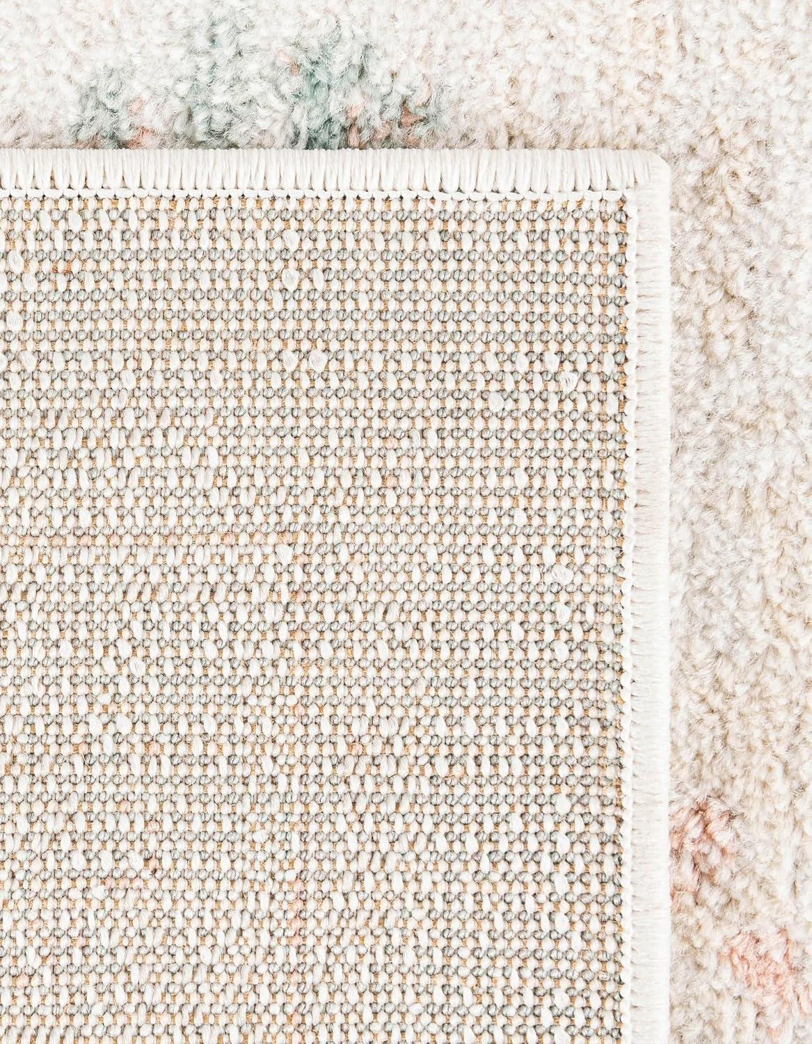 Rugs.com Madeline Vintage Collection Rug – 4 Ft Runner Ivory Low-Pile Rug Perfect for Hallways, Entryways