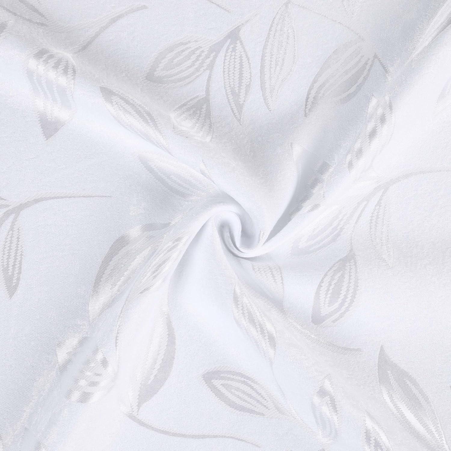 White Polyester Leaves Blackout Curtains, 26" x 84", Set of 2