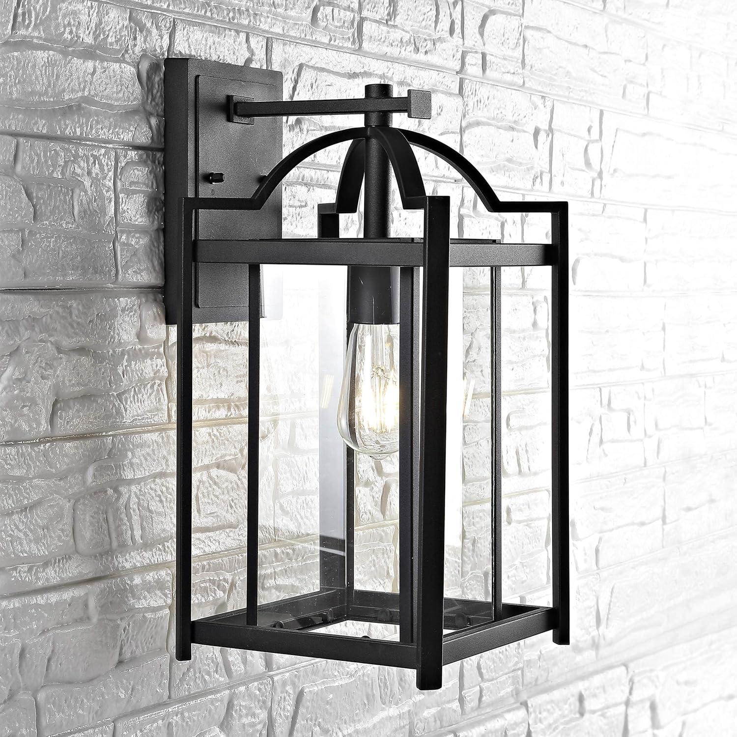 Pagoda-Inspired Black Iron Outdoor Wall Lantern