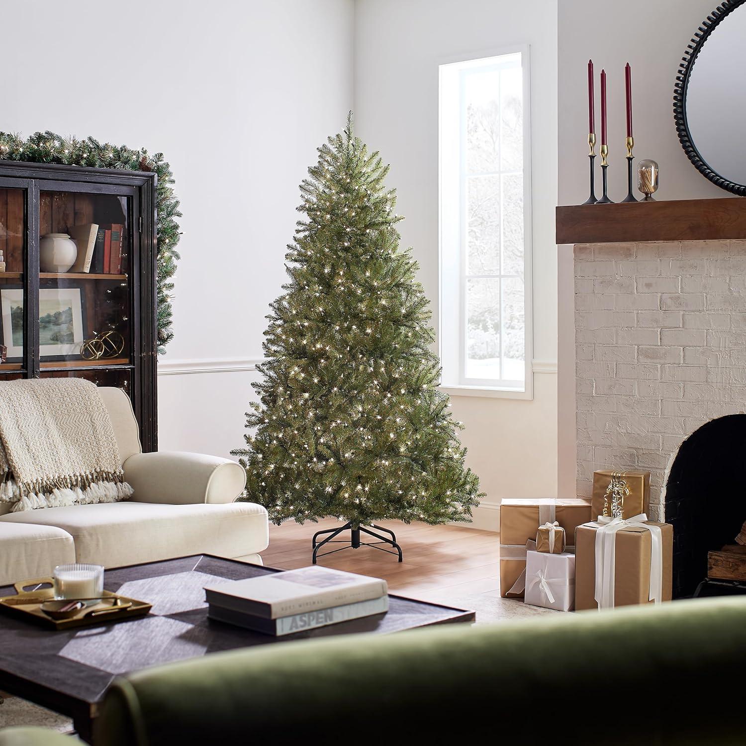 6.5' Prelit Dunhill Fir Artificial Christmas Tree White Lights - National Tree Company