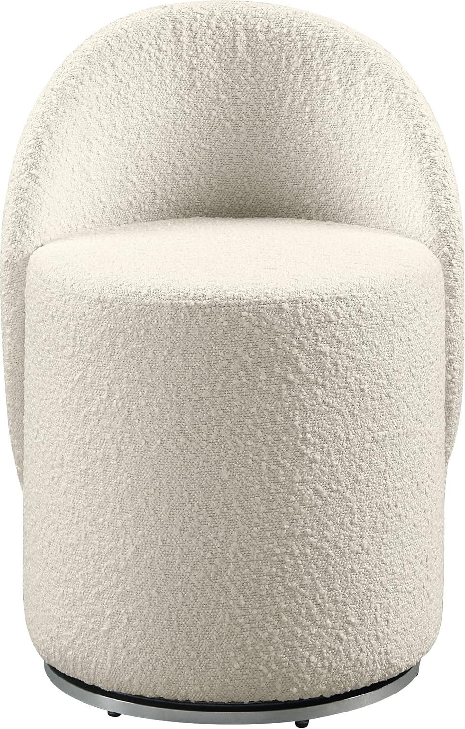 OSP Home Furnishings Lystra Fabric Swivel Vanity Chair in Textured Cream Fabric