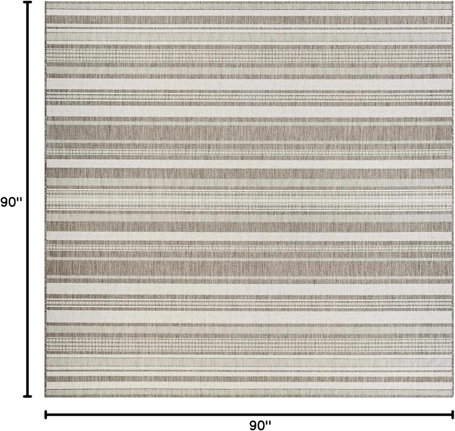 Couristan Recife Gazebo Stripe Indoor / Outdoor Area Rug, Champagne- Taupe, 7'6" Square