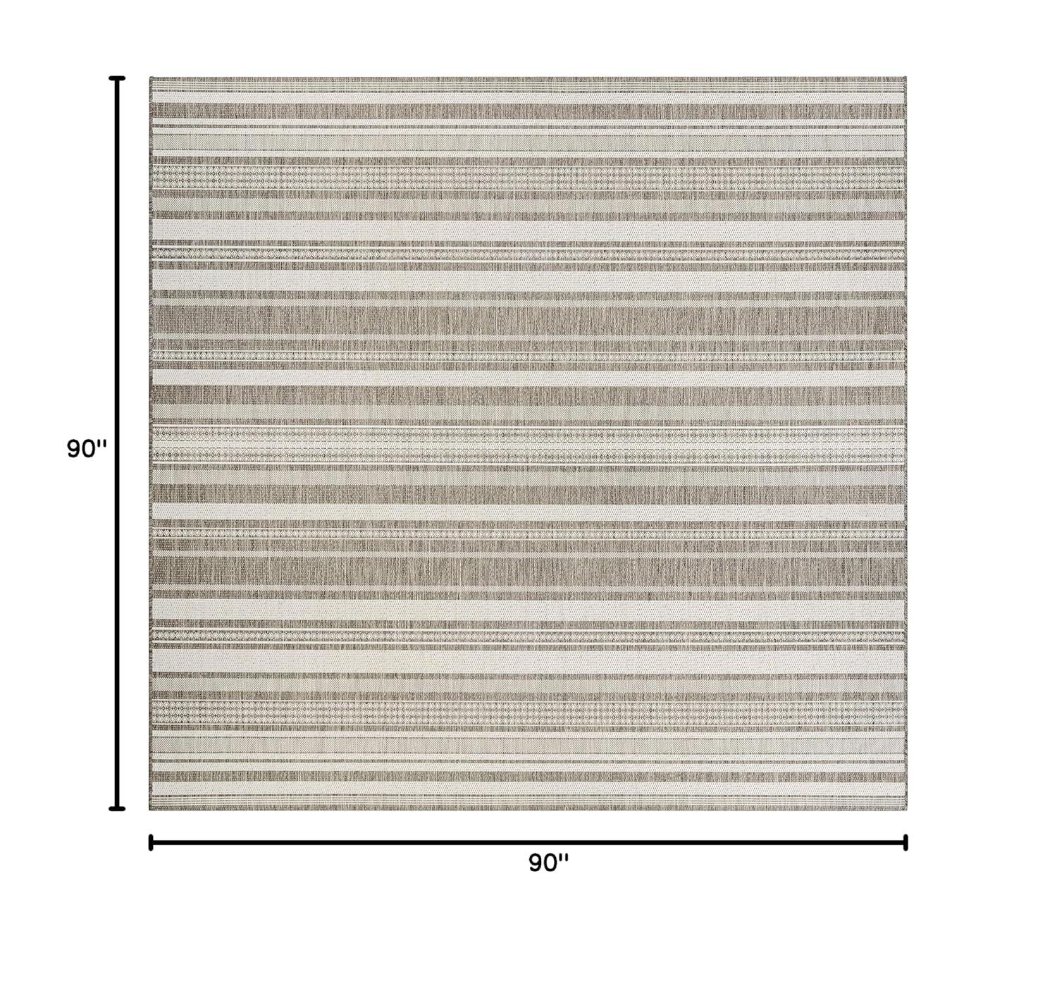 Couristan Recife Gazebo Stripe Indoor / Outdoor Area Rug, Champagne- Taupe, 7'6" Square