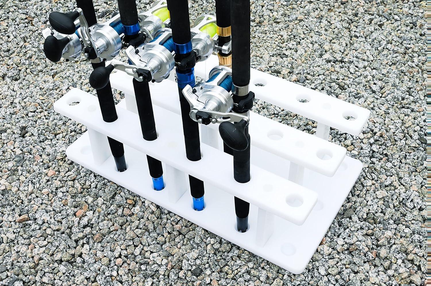White Marine Board Heavy Duty Wall-Mounted Fishing Rod Holder