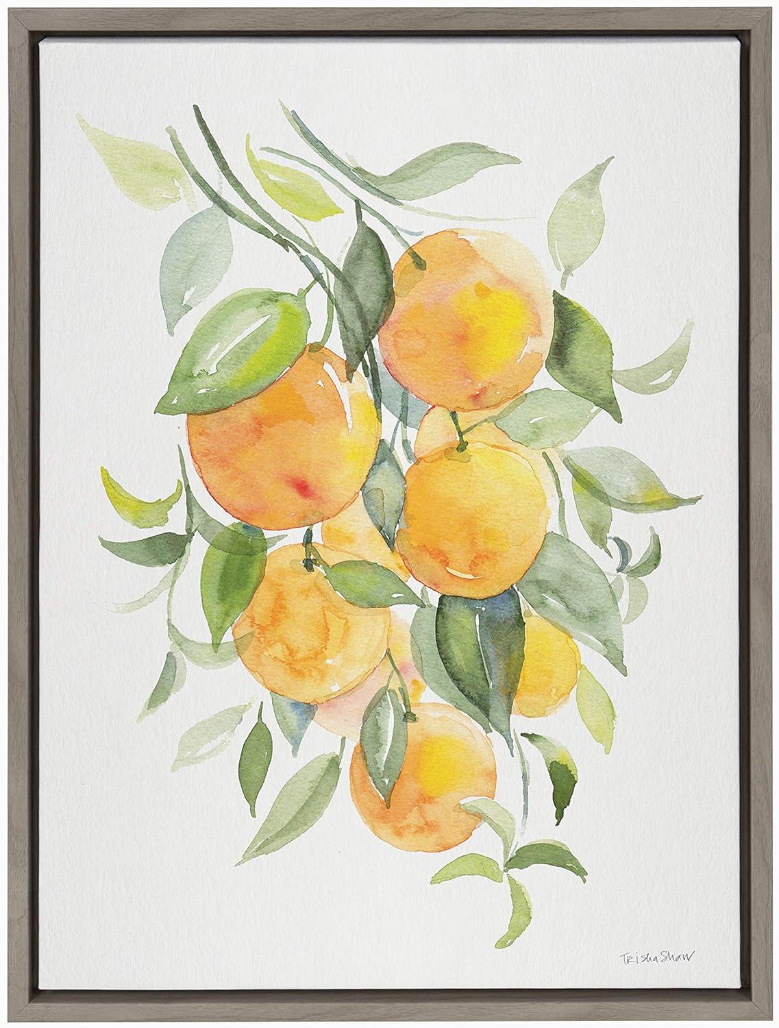 18" x 24" Sylvie Orange Citrus Framed Canvas by Patricia Shaw Gray - Kate & Laurel All Things Decor: Modern Wall Decor, Digital Art