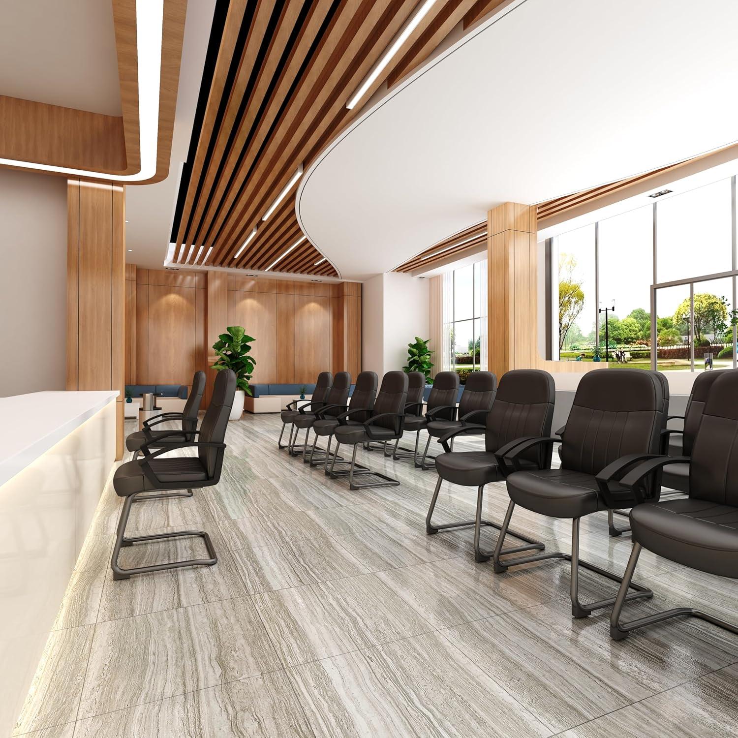 Executive Leather Budget Guest Chair Black - Boss Office Products: Metal Frame, Padded, Fixed Arms, Spot Clean