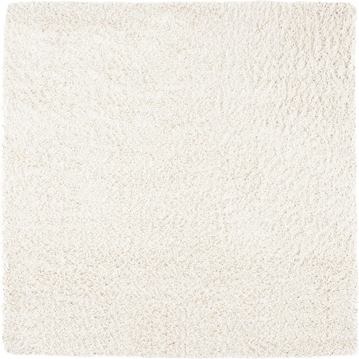 SAFAVIEH August Sophia Solid Shag Area Rug, Ivory, 4' x 4' Square