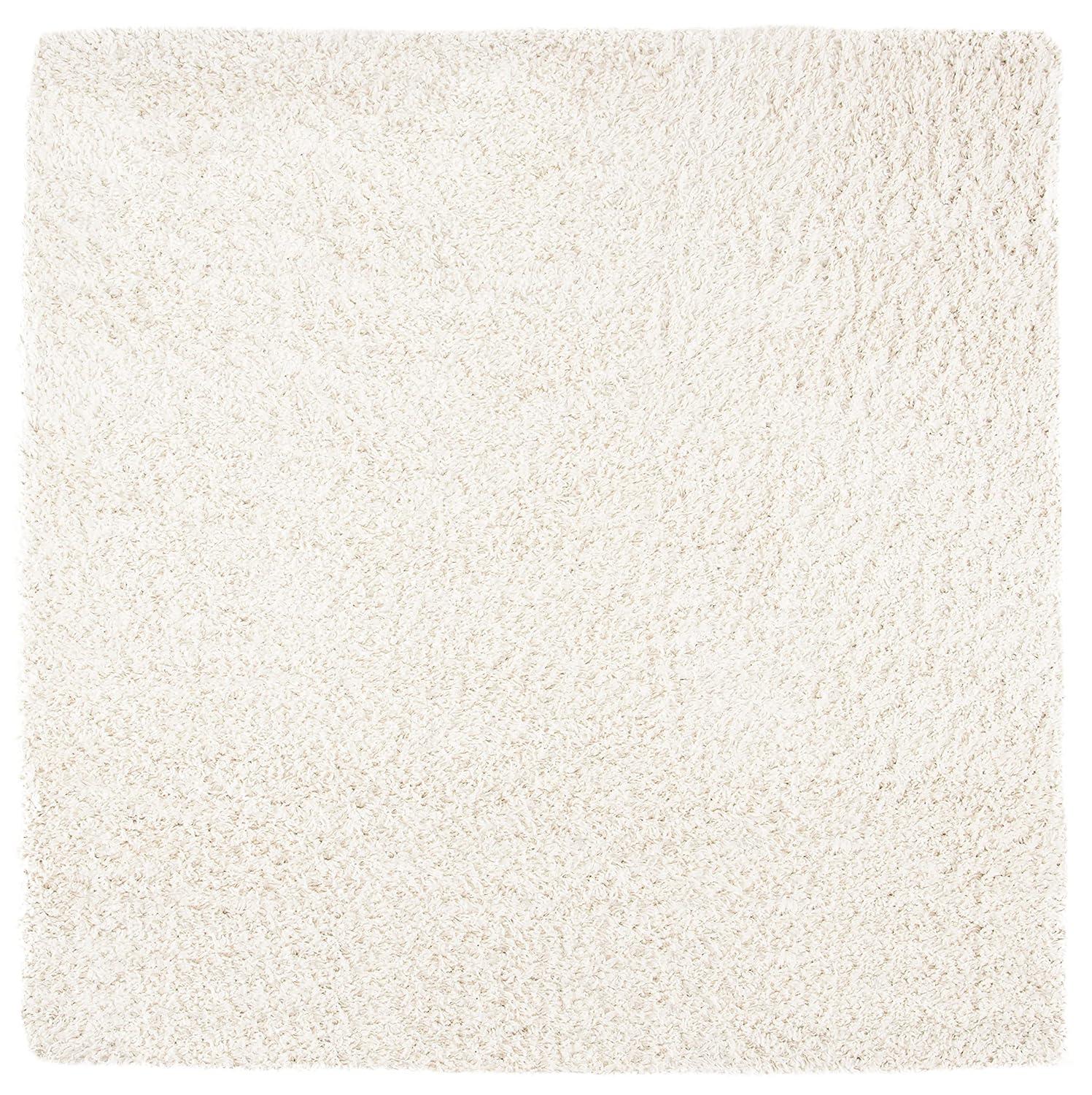 SAFAVIEH August Sophia Solid Shag Area Rug, Ivory, 4' x 4' Square