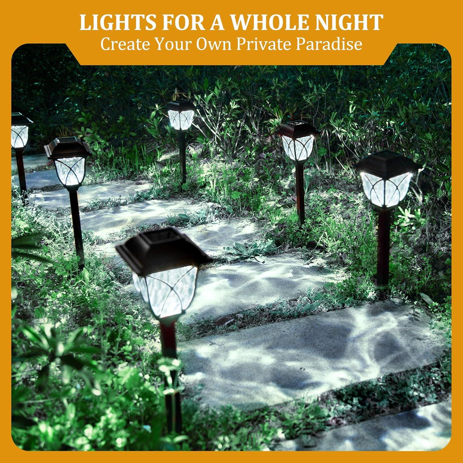 Classic Black Solar LED Pathway Lights, 6-Pack