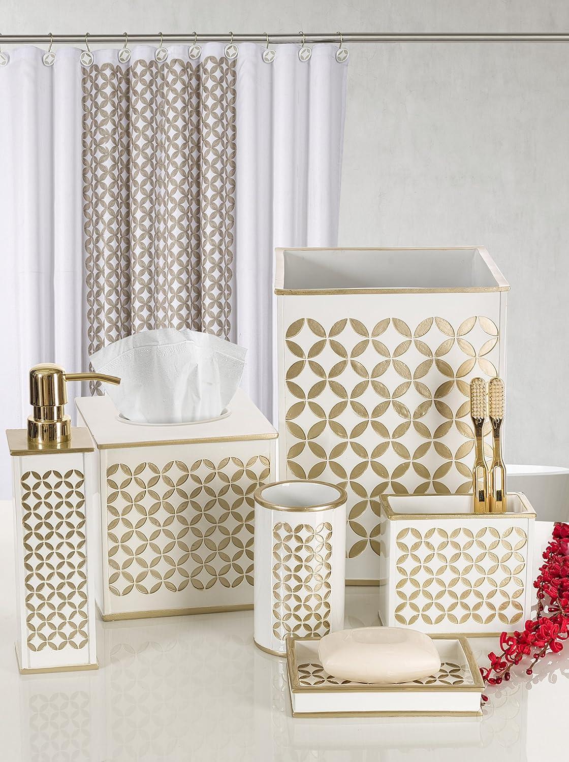 Creative Scents Diamond Lattice White Bathroom Accessories Set