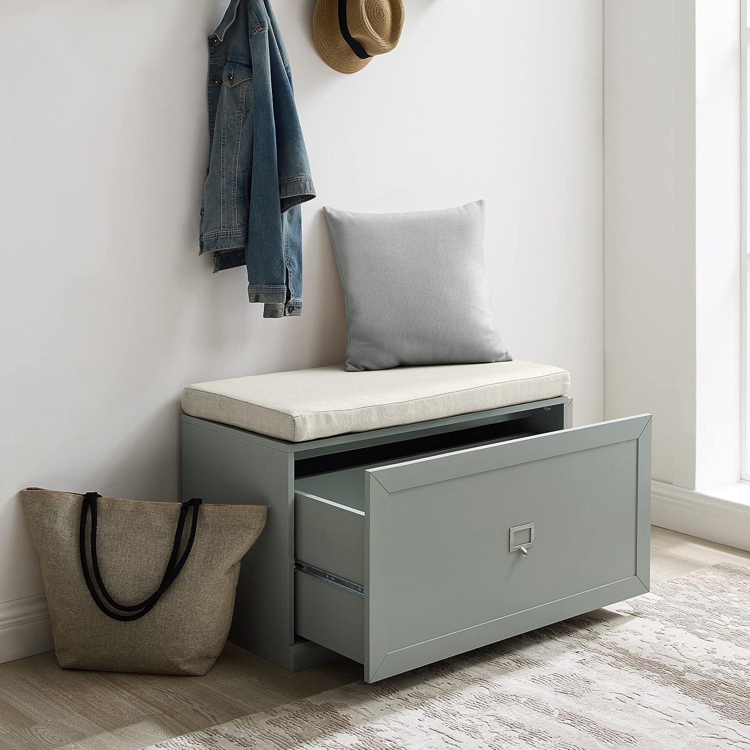 Crestshire Linen Blend Upholstered Storage Bench