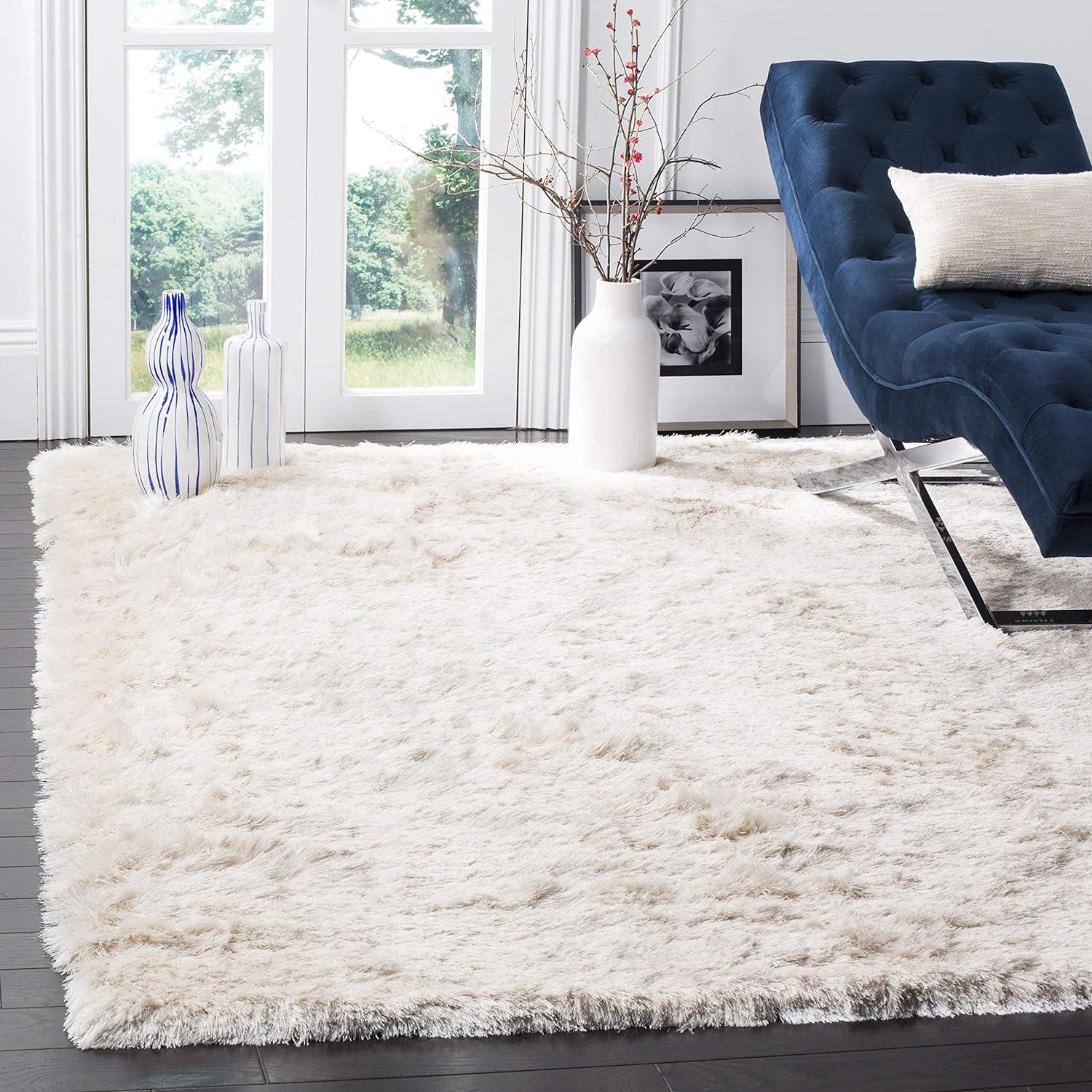 Ivory 3' x 5' Handmade Tufted Shag Area Rug