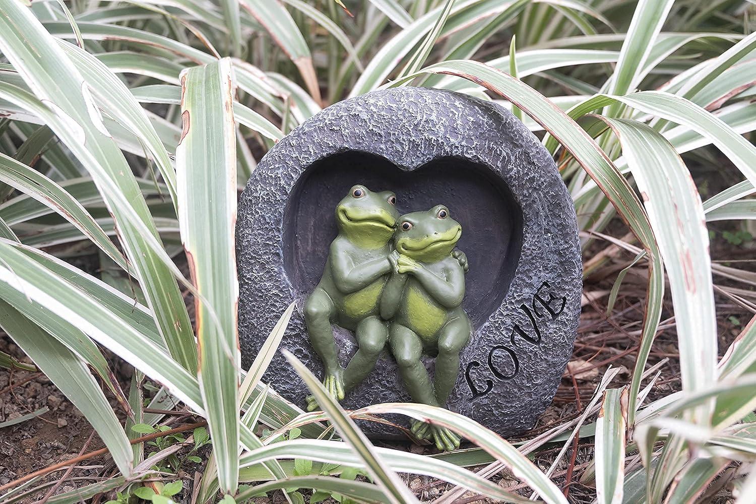 7.09”H Lover Frog Statues for Garden-Resin Frogs Couple Figurines , Frog Outdoor Decor Lawn