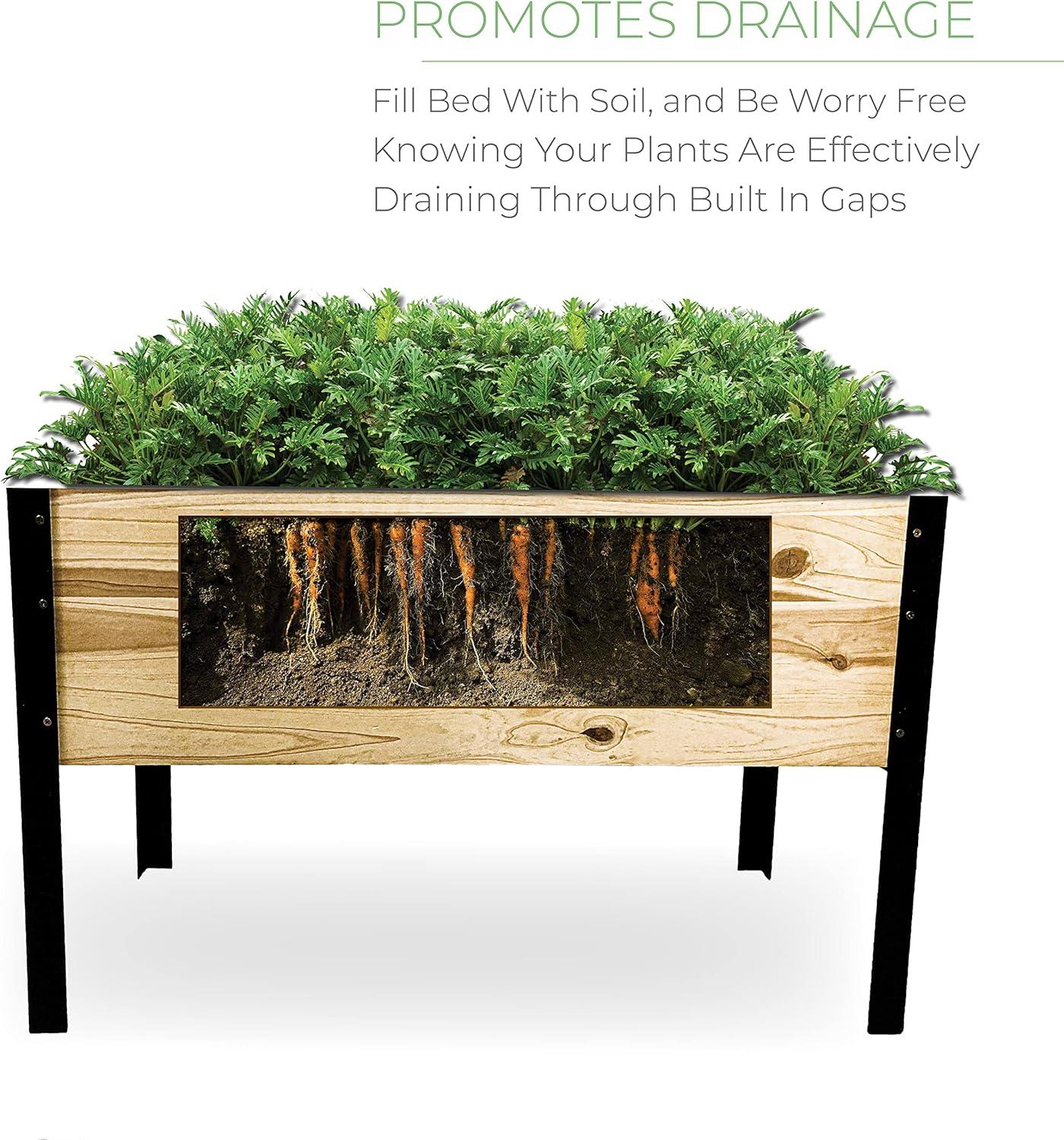 Backyard Expressions Raised Garden Bed, Elevated Wood Planter Box Stand - 35.5" W x 15.5" D x 22" H…