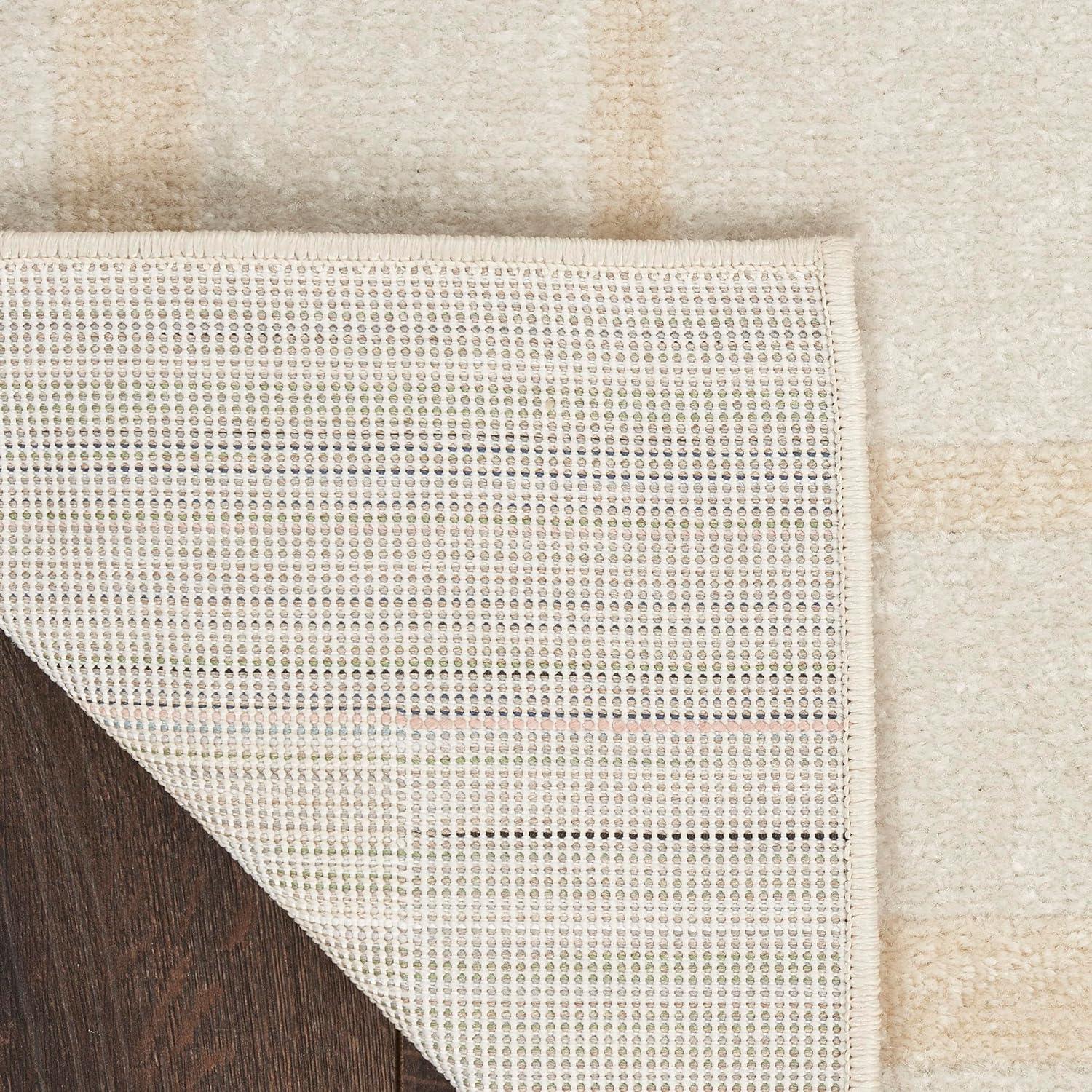 Nourison Essentials 2' x 6' Ivory Gold Contemporary Bordered Indoor/Outdoor Area Rug