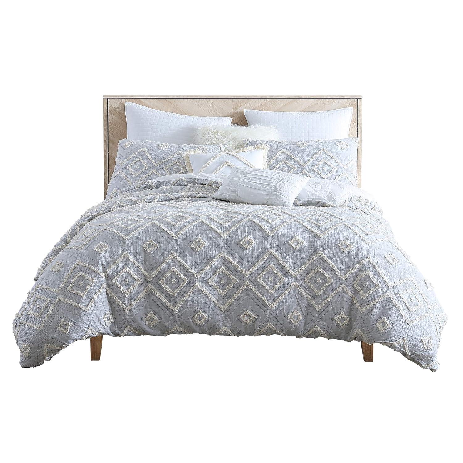 Rukai 100% Cotton Diamond Clip Jacquard 3D Fringe Texture 5-Piece Comforter Set