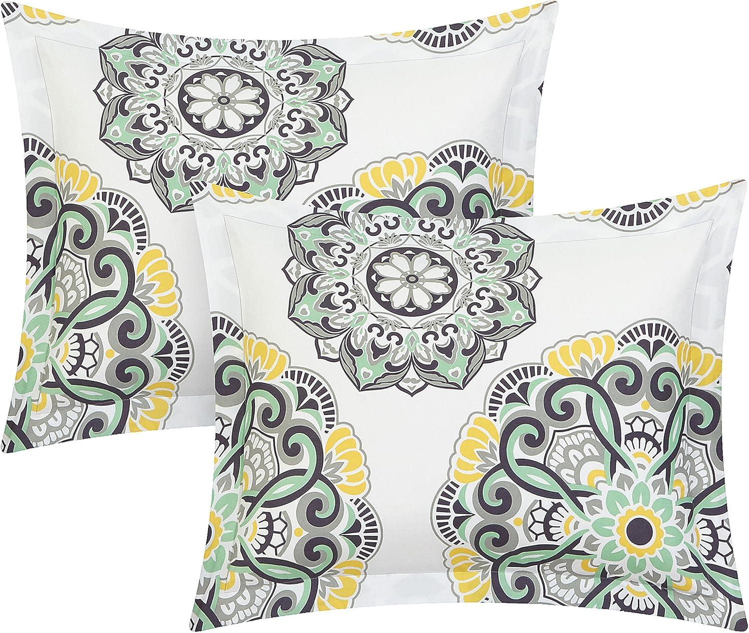 8 or 6 Pc. Barella Super soft Large Printed Medallion REVERSIBLE with Geometric Printed Backing Comforter Set