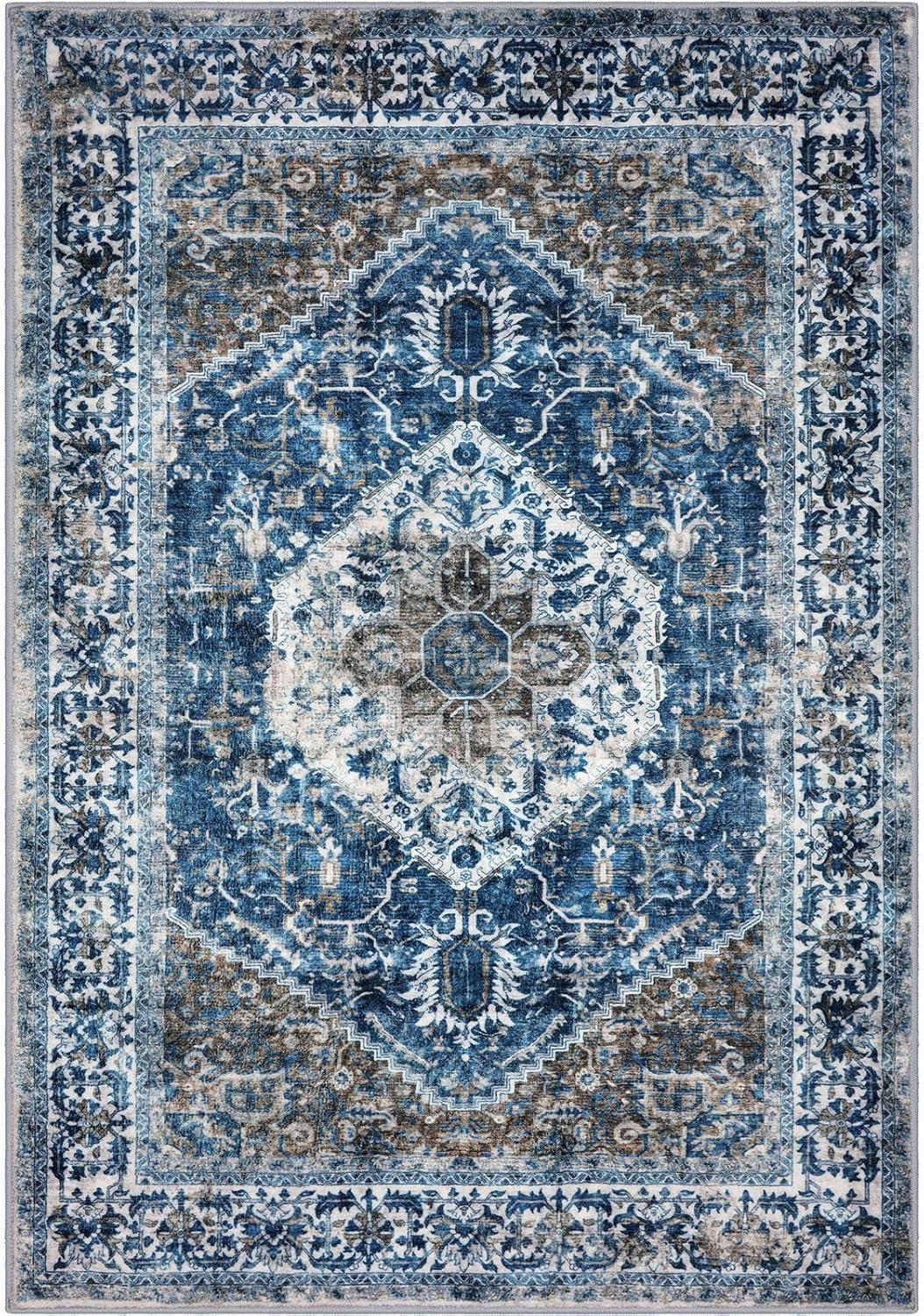 Garvee  Vintage Area Rug Boho Accent Rug for Living Room 8' x 10' - Blue