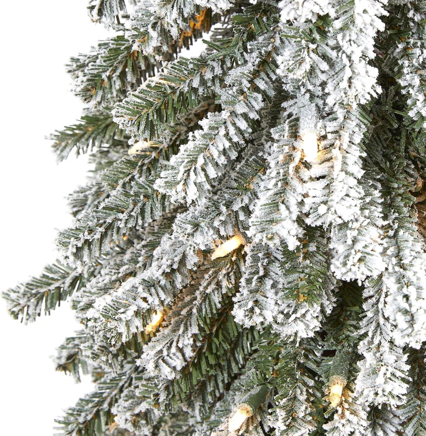 5ft Nearly Natural Pre-Lit Flocked Grand Alpine Artificial Christmas Tree Clear Lights