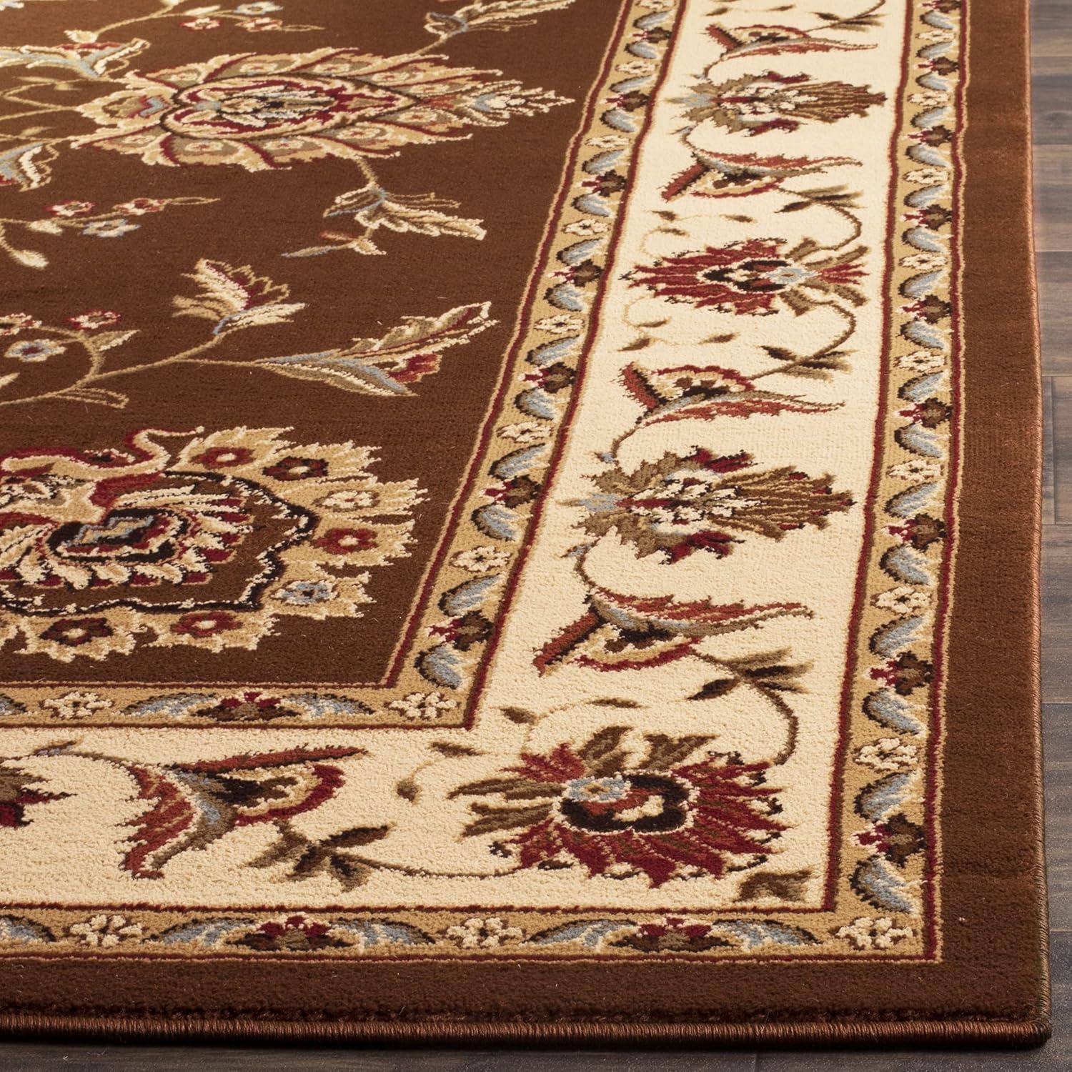 Lyndhurst LNH555 Power Loomed Area Rug - Brown/Ivory - 6'7"x9'6" - Safavieh.
