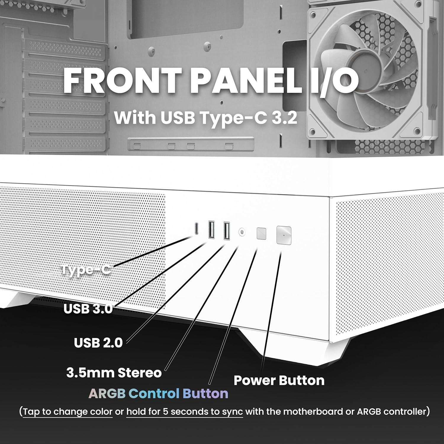 Zalman Chronix ATX Mid-Tower Gaming PC Case, Includes 3 x ARGB Fans, USB Type-C, 360mm Top & 240mm Side Radiator Support, Panoramic Tempered Glass, Cable Management, Desktop Computer Chassis, White