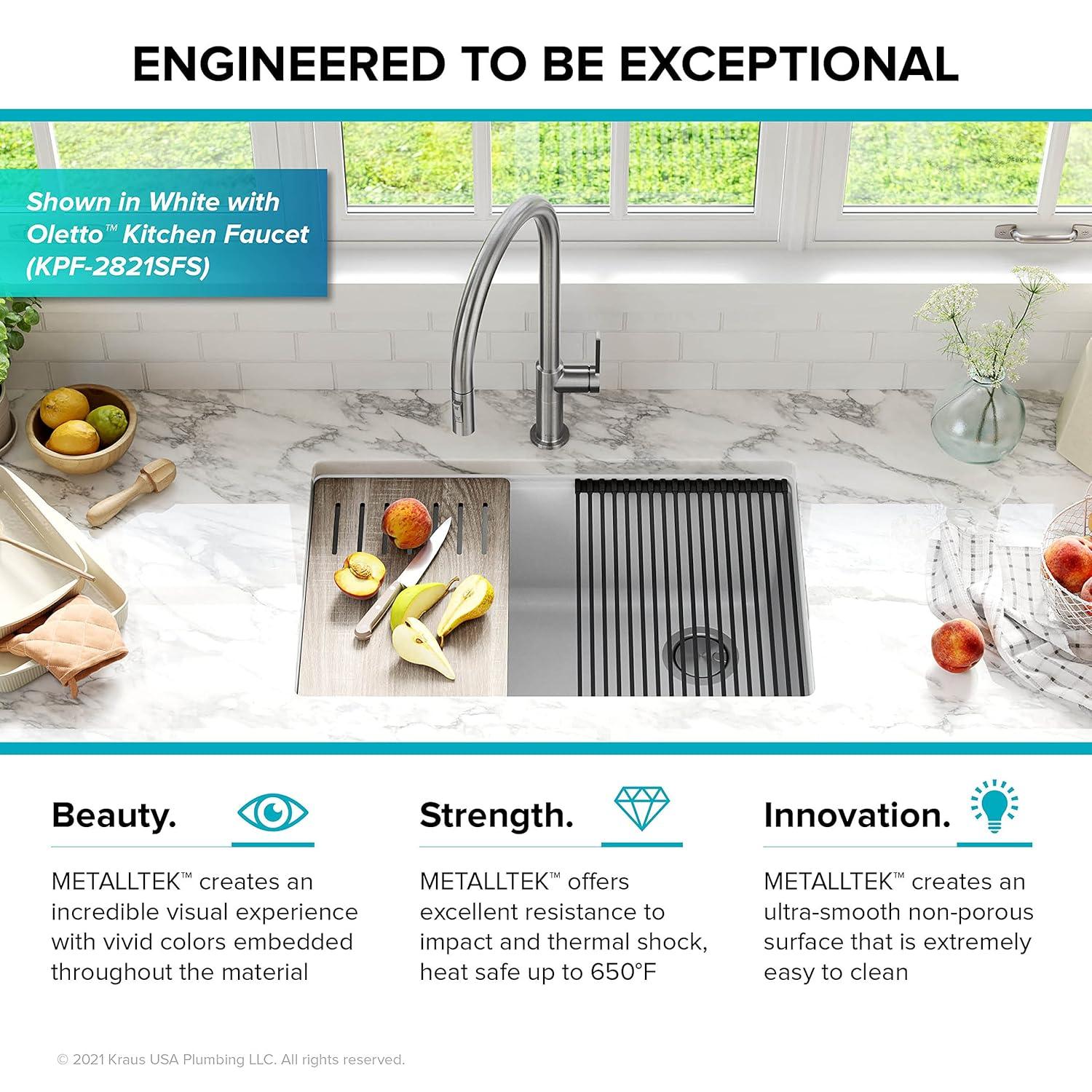 Kraus Bellucci 32 in. Undermount Quartz Composite Single Bowl Kitchen Sink with Accessories