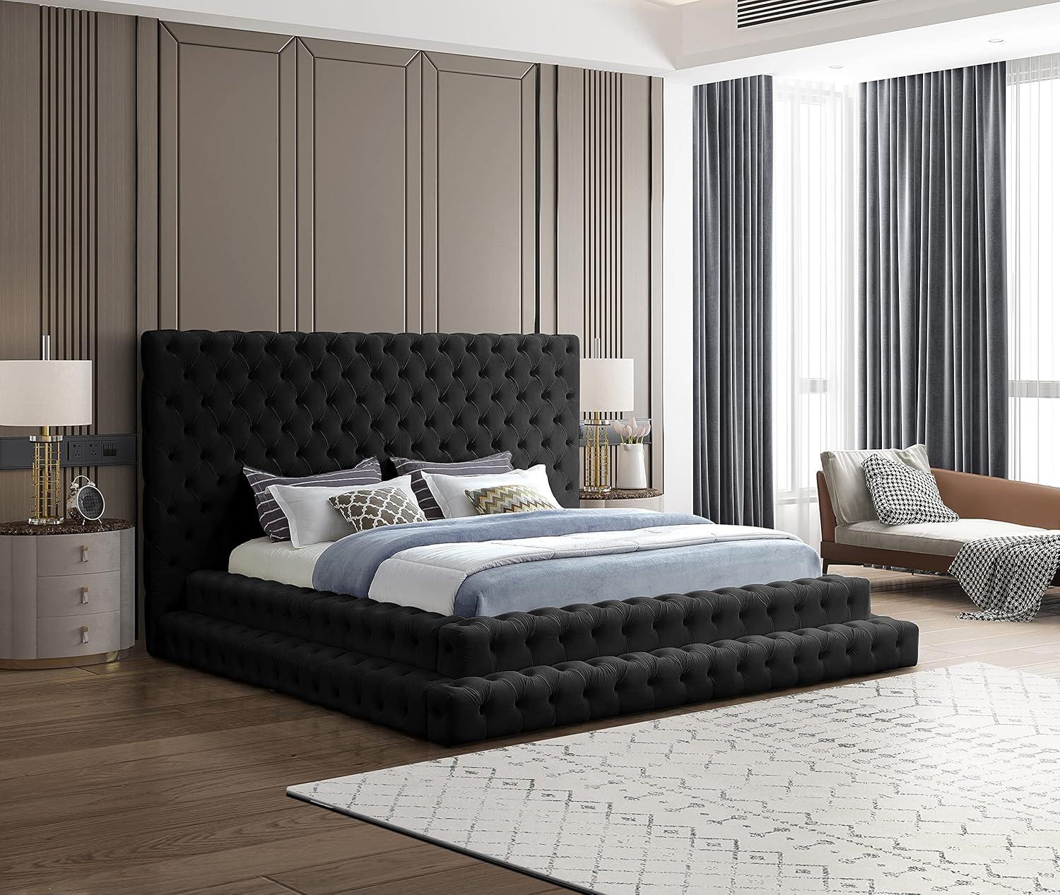 Meridian Furniture Revel Black Velvet King Bed