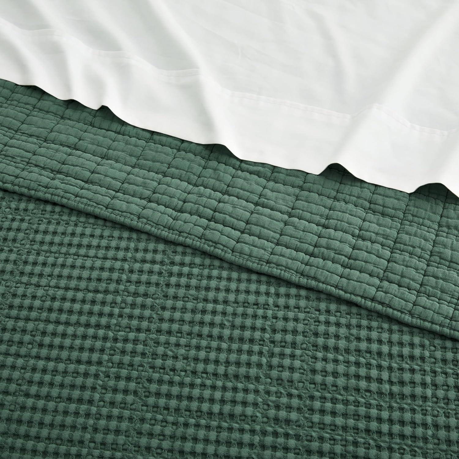 Mills Waffle Forest Green Twin Quilt Set - Levtex Home