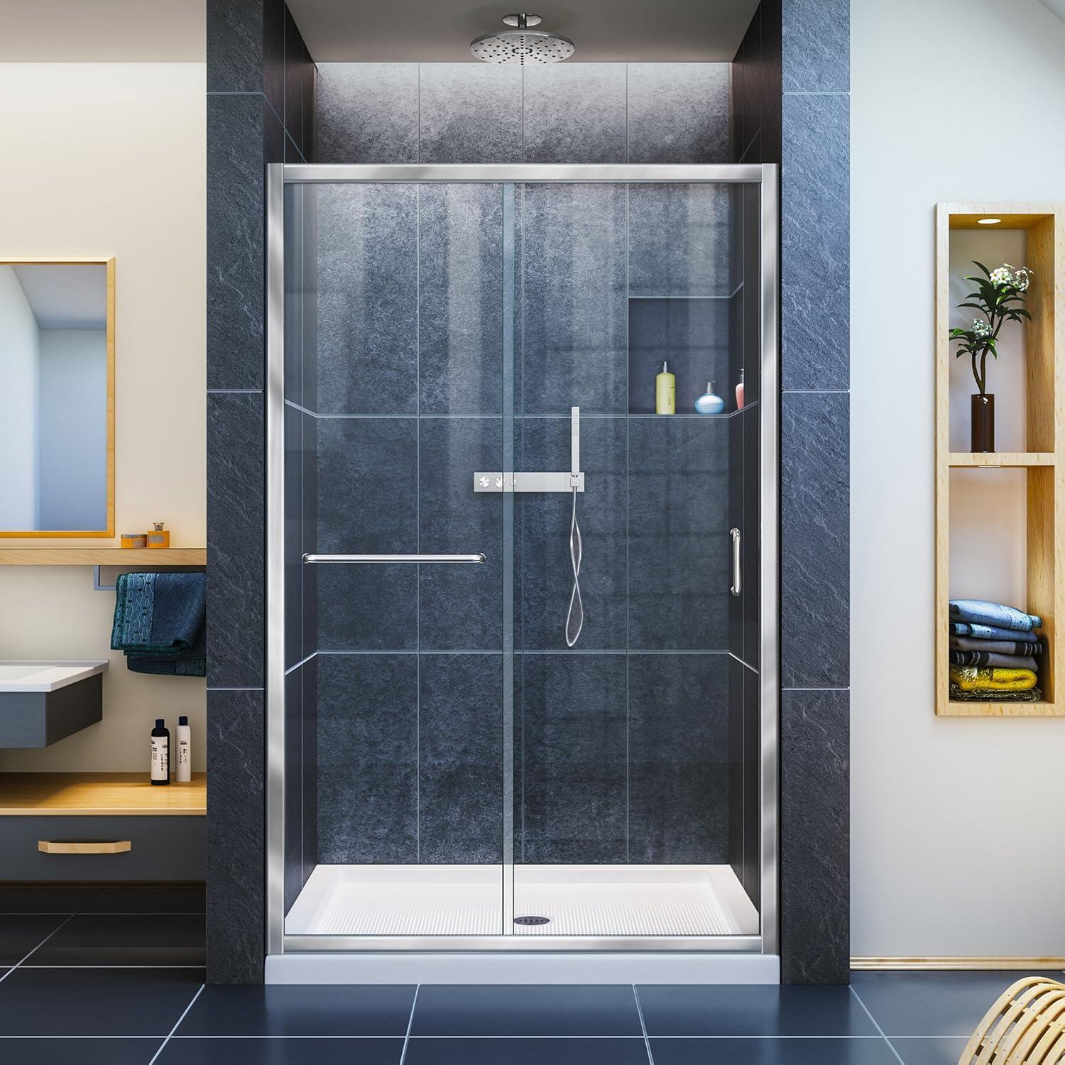 Infinity-Z 44-48" W x 72" H Single Sliding Semi-Frameless Shower Door