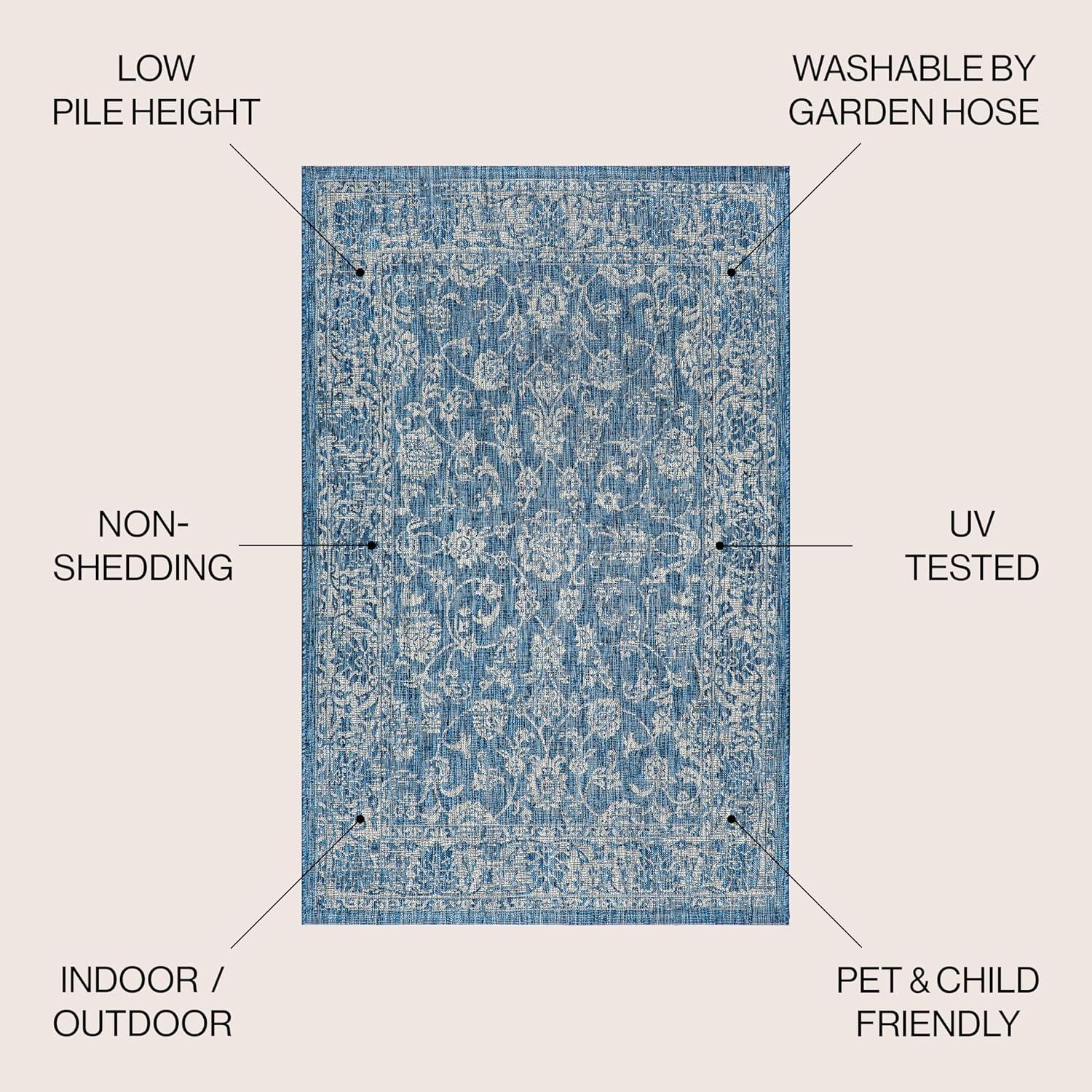 Tela Bohemian Inspired Textured Weave Floral Indoor/Outdoor Area Rug - JONATHAN Y