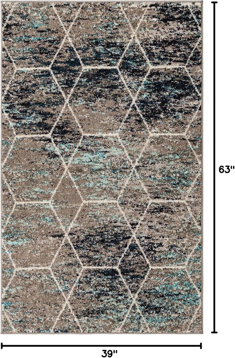 Unique Loom 3' 3 x 5' 3 Trellis Frieze Geometric Black Area Rug