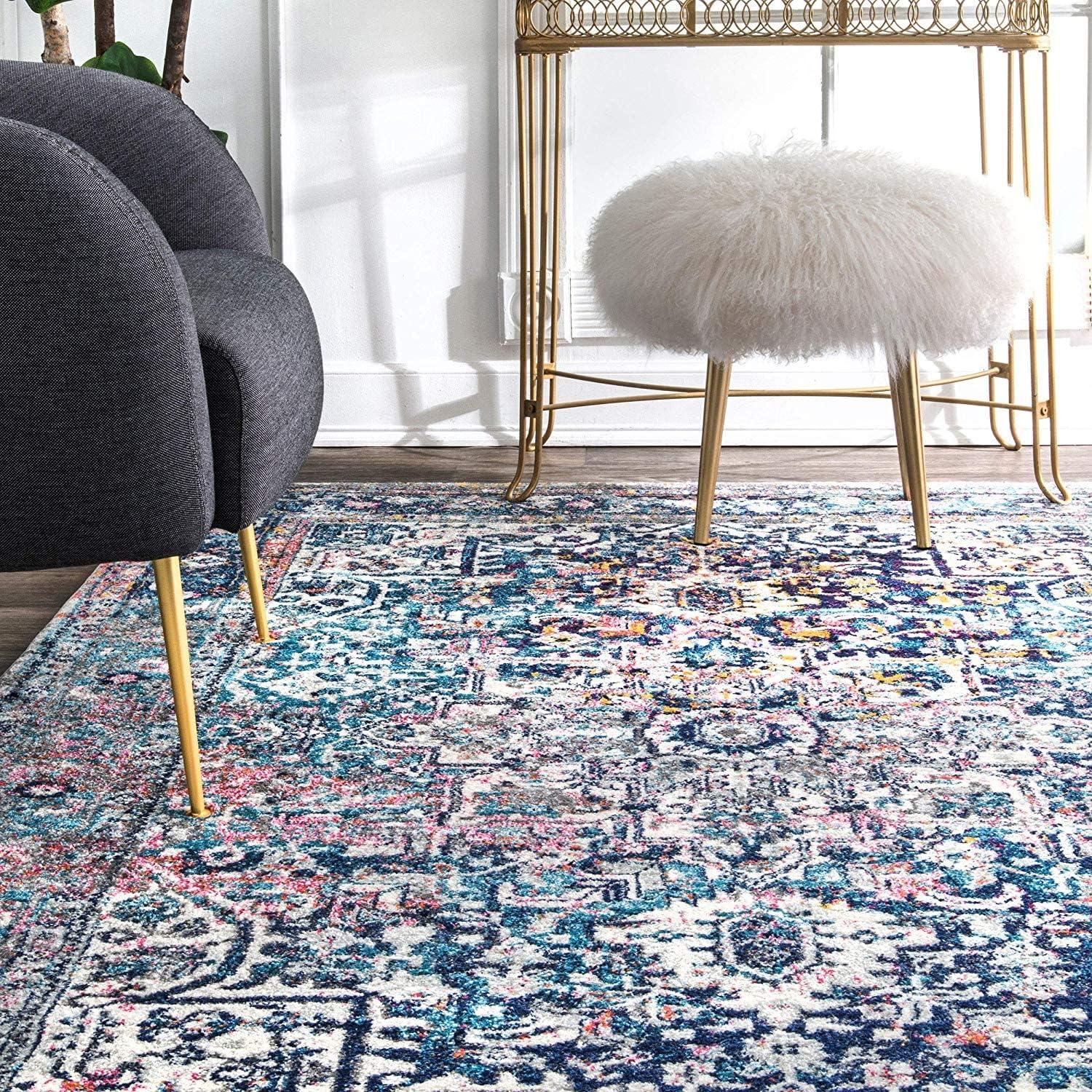 Nuloom Lilah Medallion 5x7 Indoor Area Rug for Living Room Bedroom Dining Room Kitchen, Blue/Multicolor