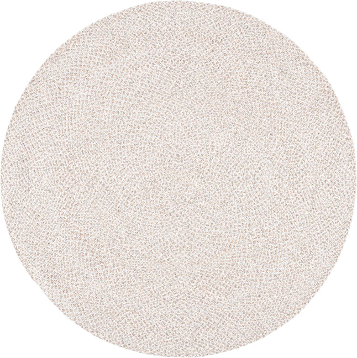 Ivory Round Braided Handmade Reversible Area Rug, 6' x 6'