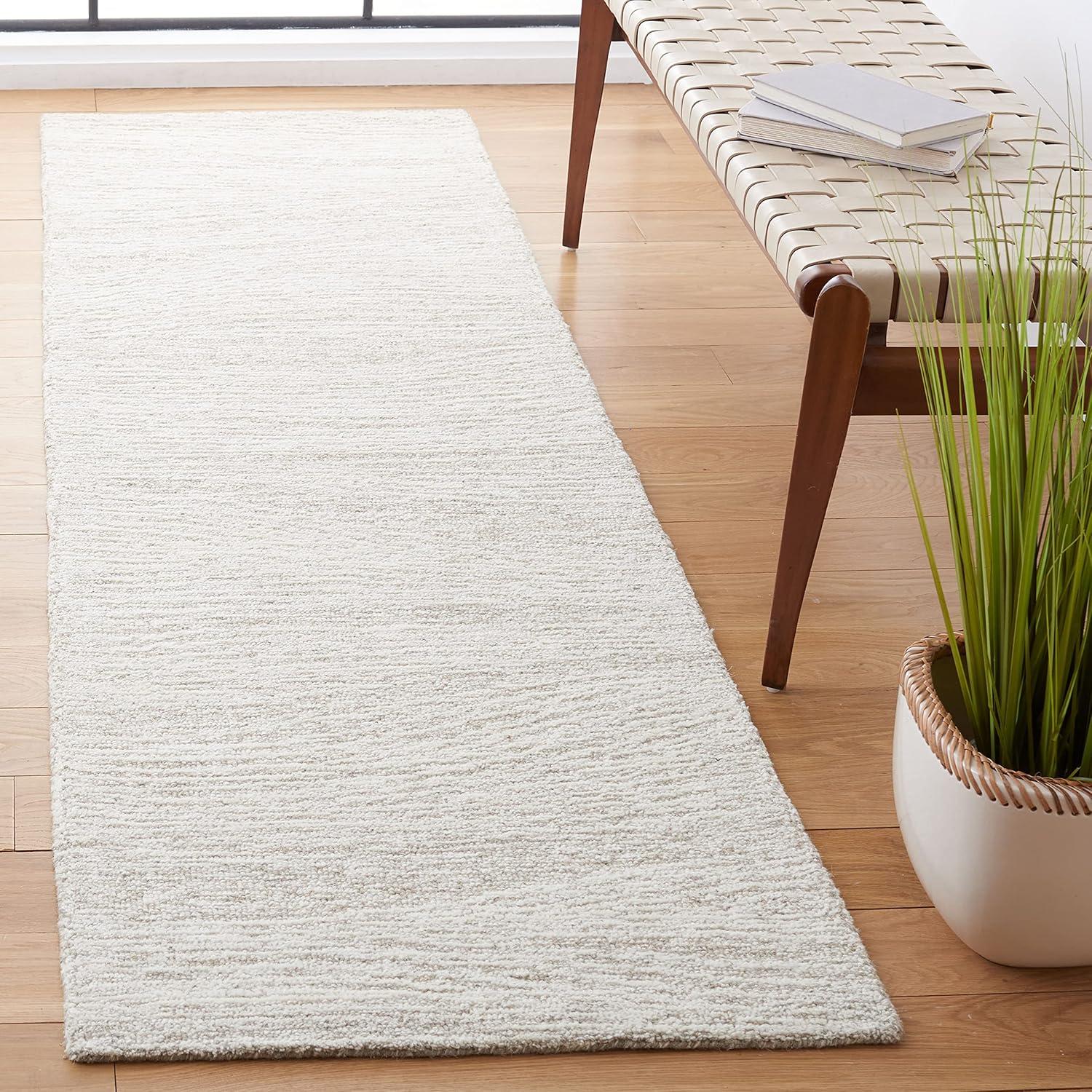 Ivory Hand-Tufted Wool Runner Rug, 2'3" x 18'