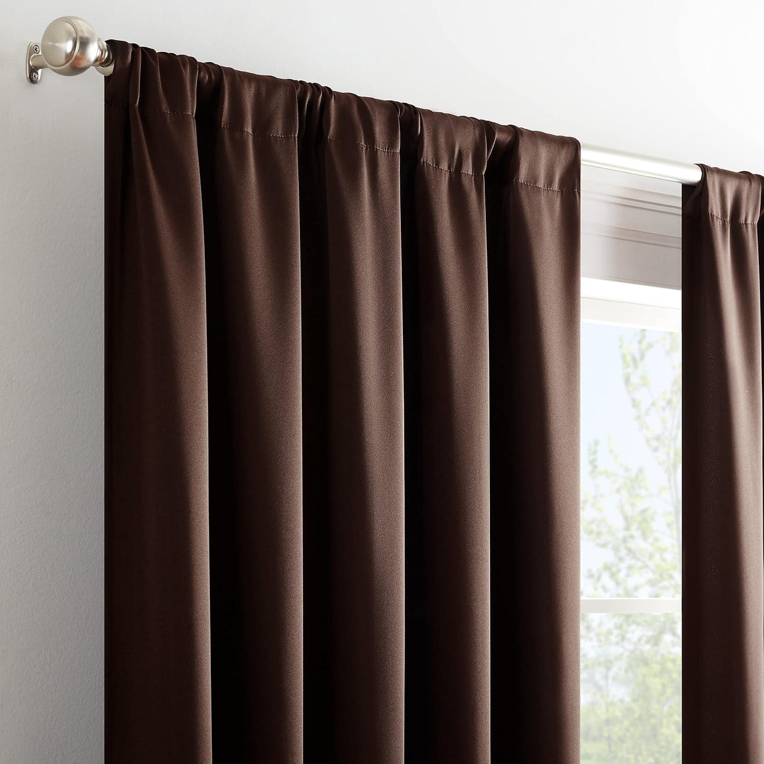 Espresso Energy Efficient Blackout Rod Pocket Drapes