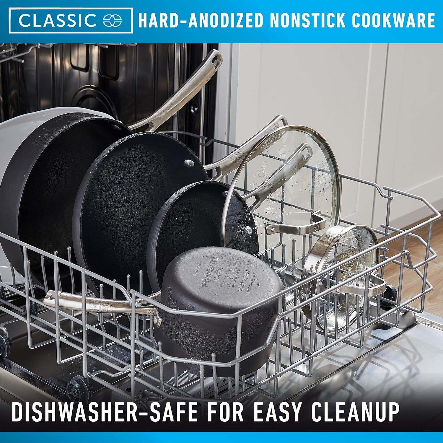 Calphalon Classic 10-Piece Hard Anodized Dishwasher Safe Cookware Set with No-Boil-Over Inserts