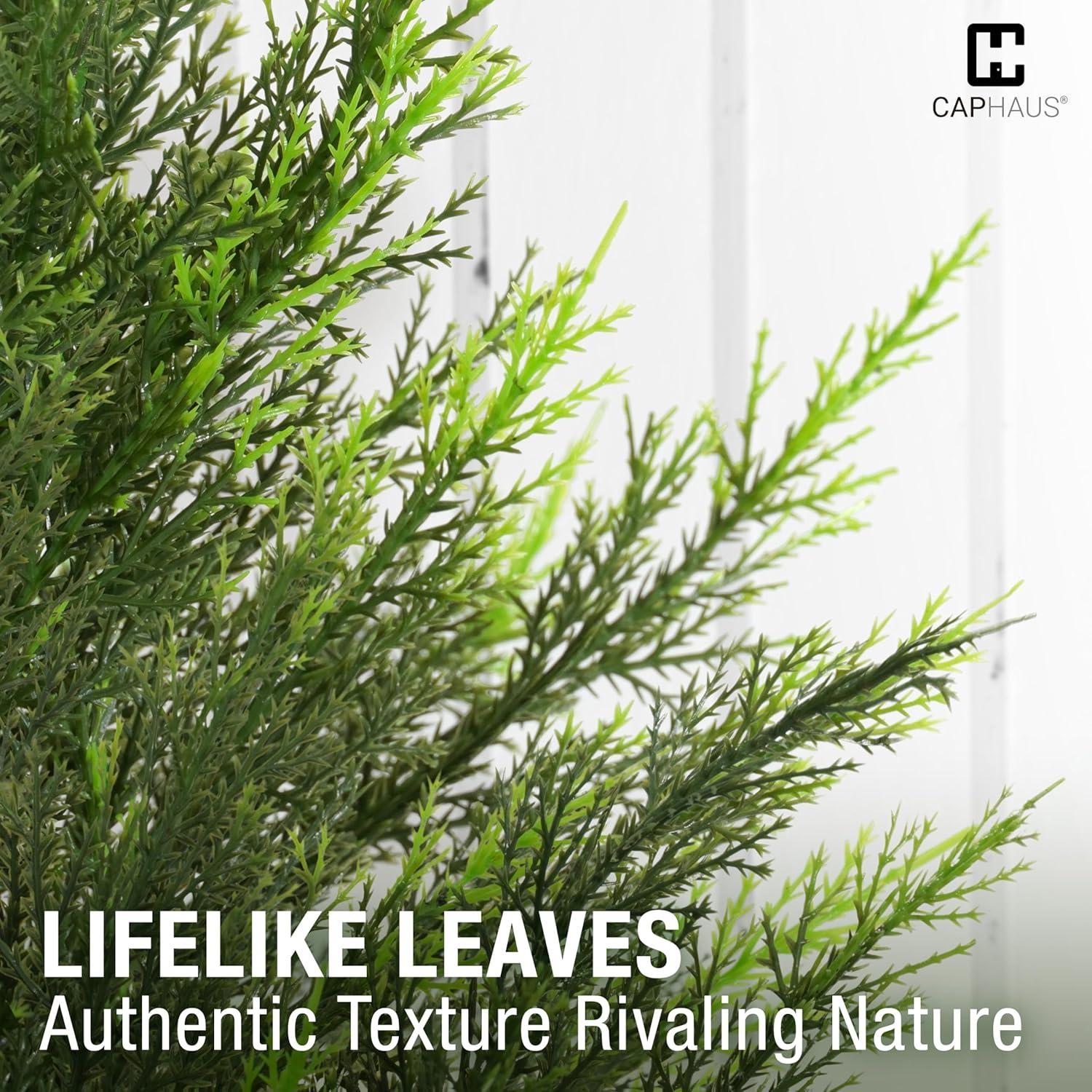 CAPHAUS 3 FT Artificial Cedar Tree Set of 2, 36 Inch Fake Boxwood Topiary w/Dried Moss, Natural Faux Plants for Outside Planter, UV Resistant, Artificial Tree Indoor, Outdoor Patio Décor
