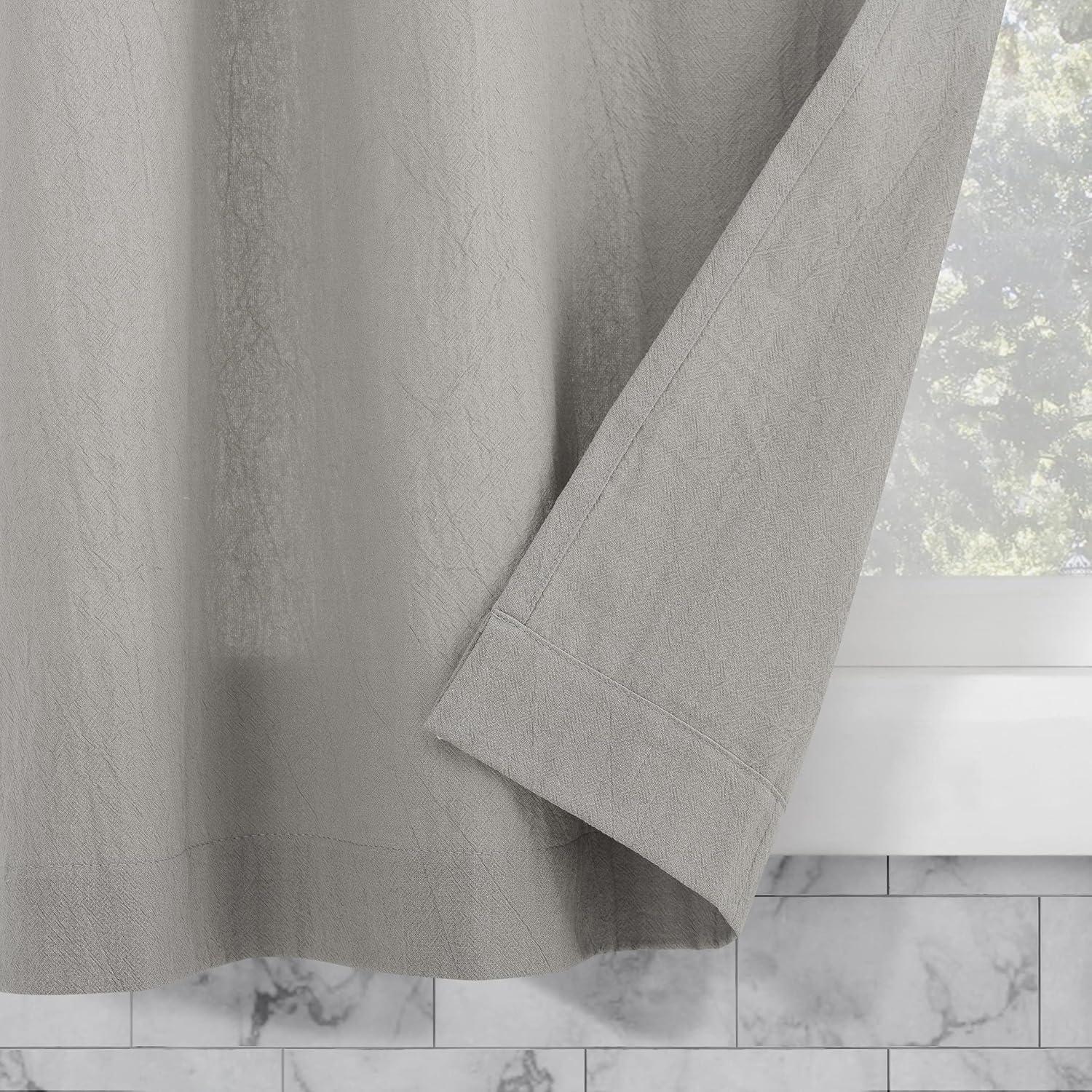 2pc 52"x45" Archaeo Washed Cotton Twist Tab Cafe Curtain Tier Pair Silver Gray