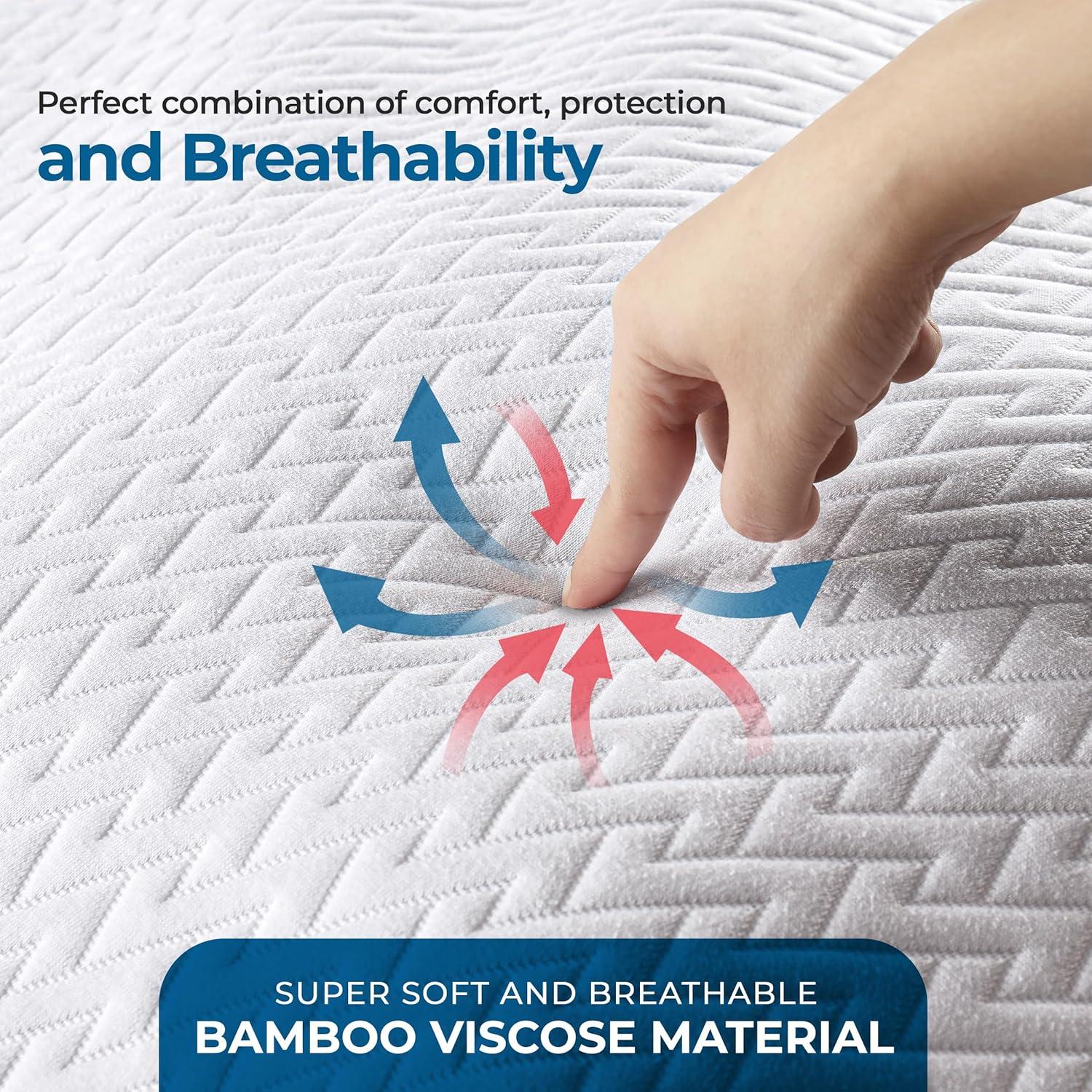 Utopia Bedding Waterproof Mattress Protector Full Size, Premium 3D Air Soft Fabric Mattress Cover, Fits 15 Inches Deep, Breathable, Fitted Style with Stretchable Pockets