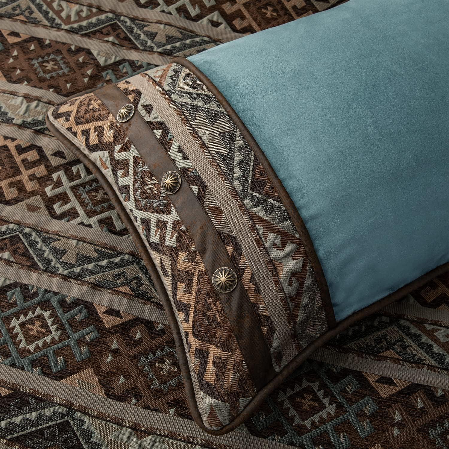 Rio Grande Brown Aztec Pattern Southwestern Lodge Duvet Cover Set